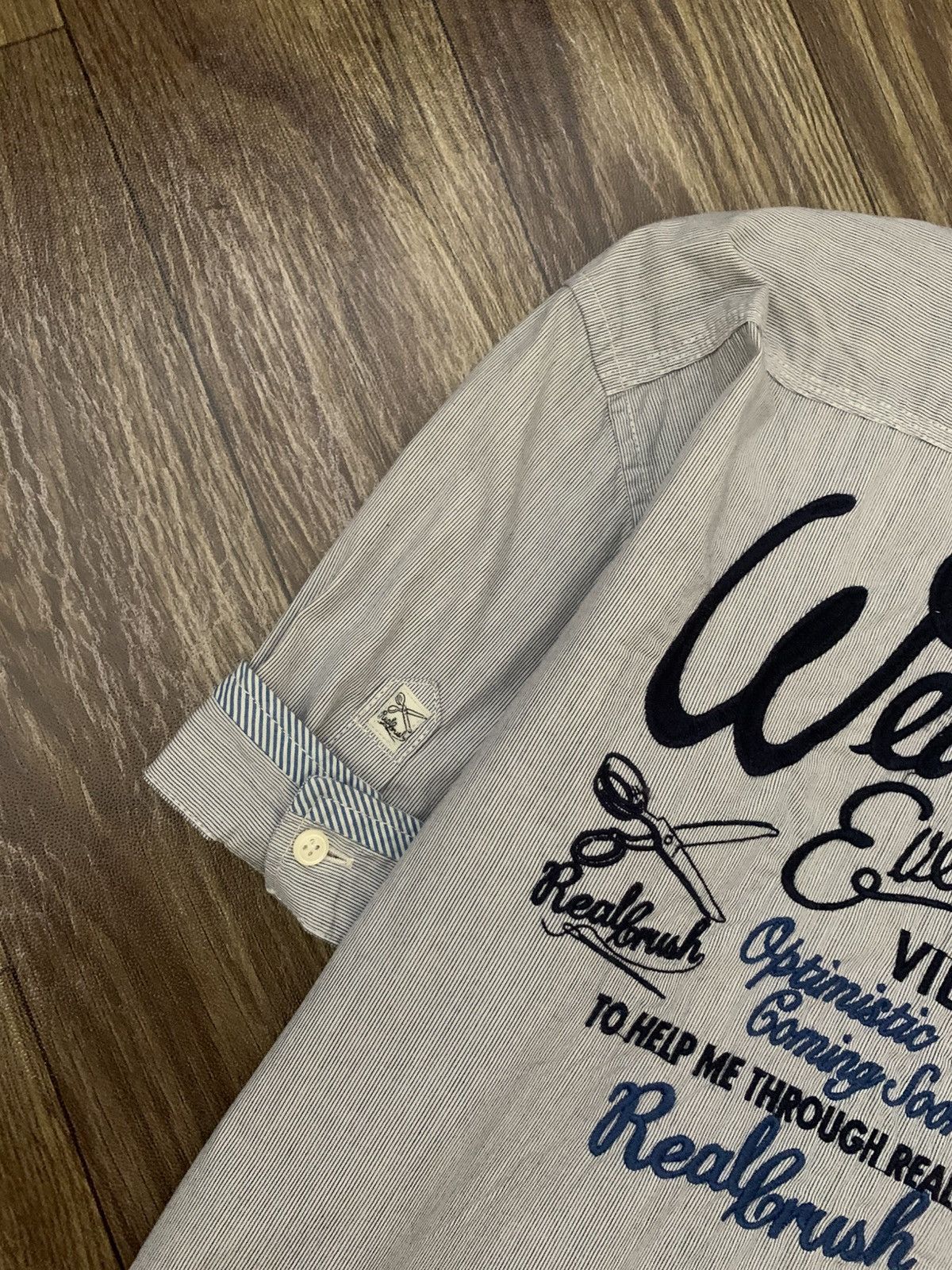Japanese Brand Mens Shirt REAL CRUSH CLOTHING Cotton Stripe Short Sleeve Size US L / EU 52-54 / 3 - 7 Thumbnail