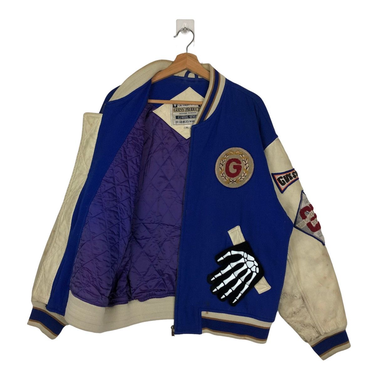 Guess 📌ACCEPT BINDING OFFER📌VINTAGE GUESS LEATHER VARSITY JACKET Size US L / EU 52-54 / 3 - 8 Thumbnail