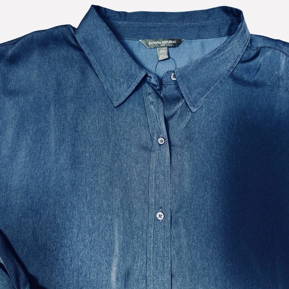 Banana Republic New Banana Republic Silky Oversized Preppy Navy Long Sleeve Size XXL / US 16-18 / IT 52-54 - 3 Thumbnail