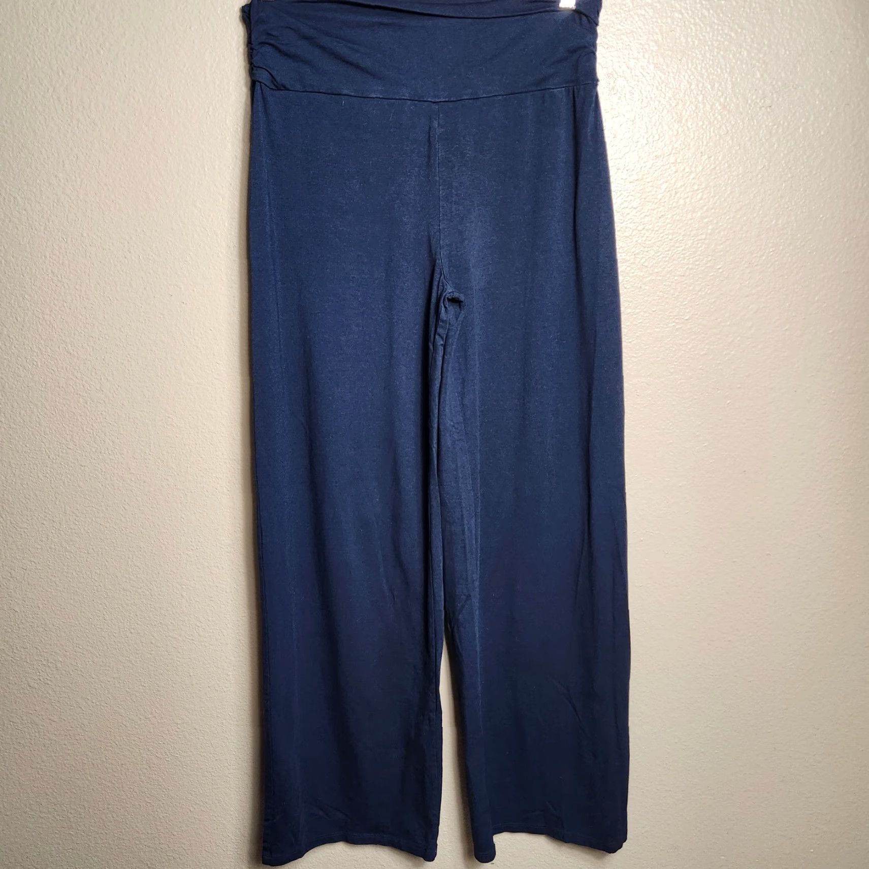 Boden VINTAGE Boden Womens Navy Wide Leg Ruched Waist Jersey Pants UK10/US6 Size M / US 6-8 / IT 42-44 - 2 Thumbnail