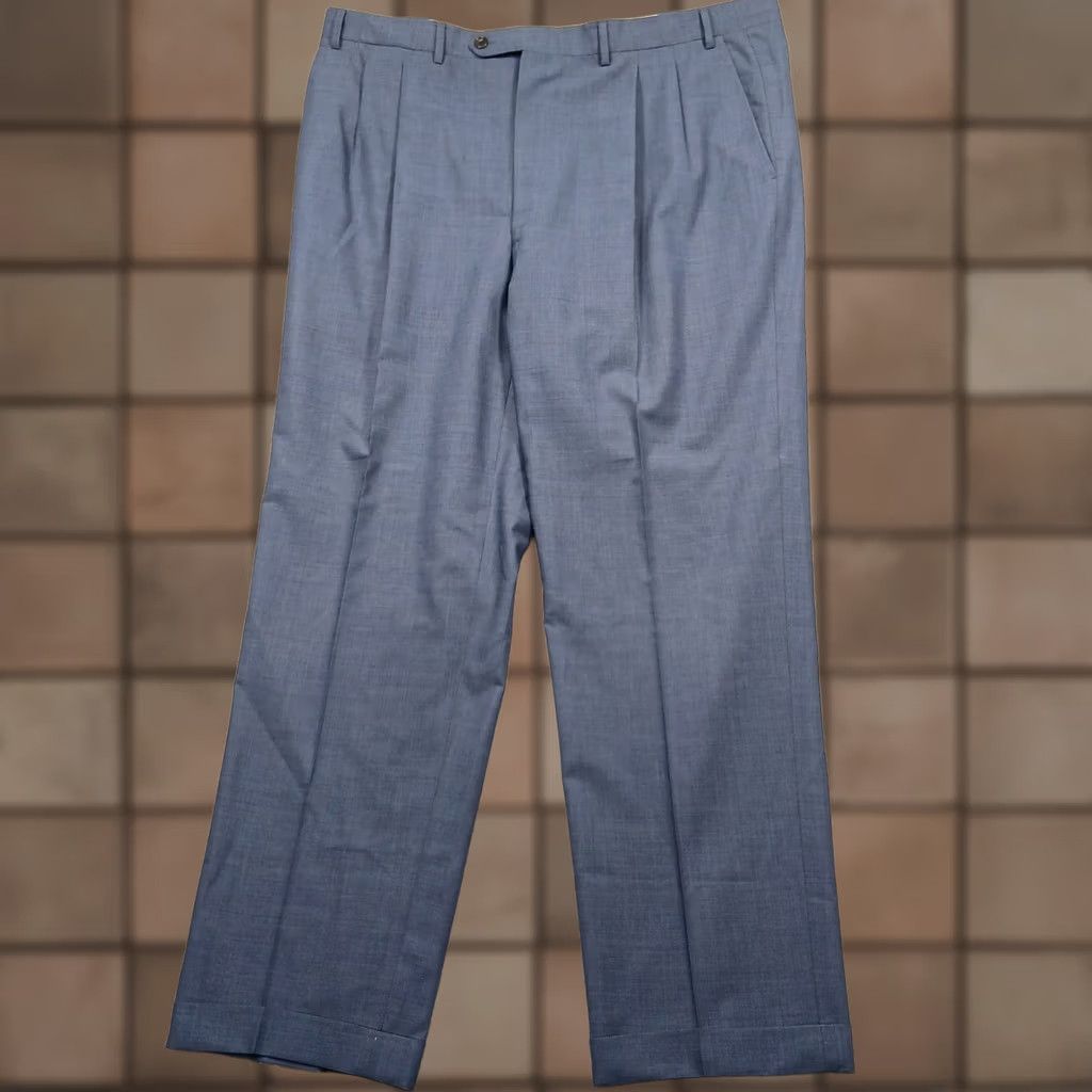 Canali VINTAGE Canali Wool Dress Pants Men 58L Blue Made in Italy Flat Front Pleated Size US 42 / EU 58 - 1 Thumbnail