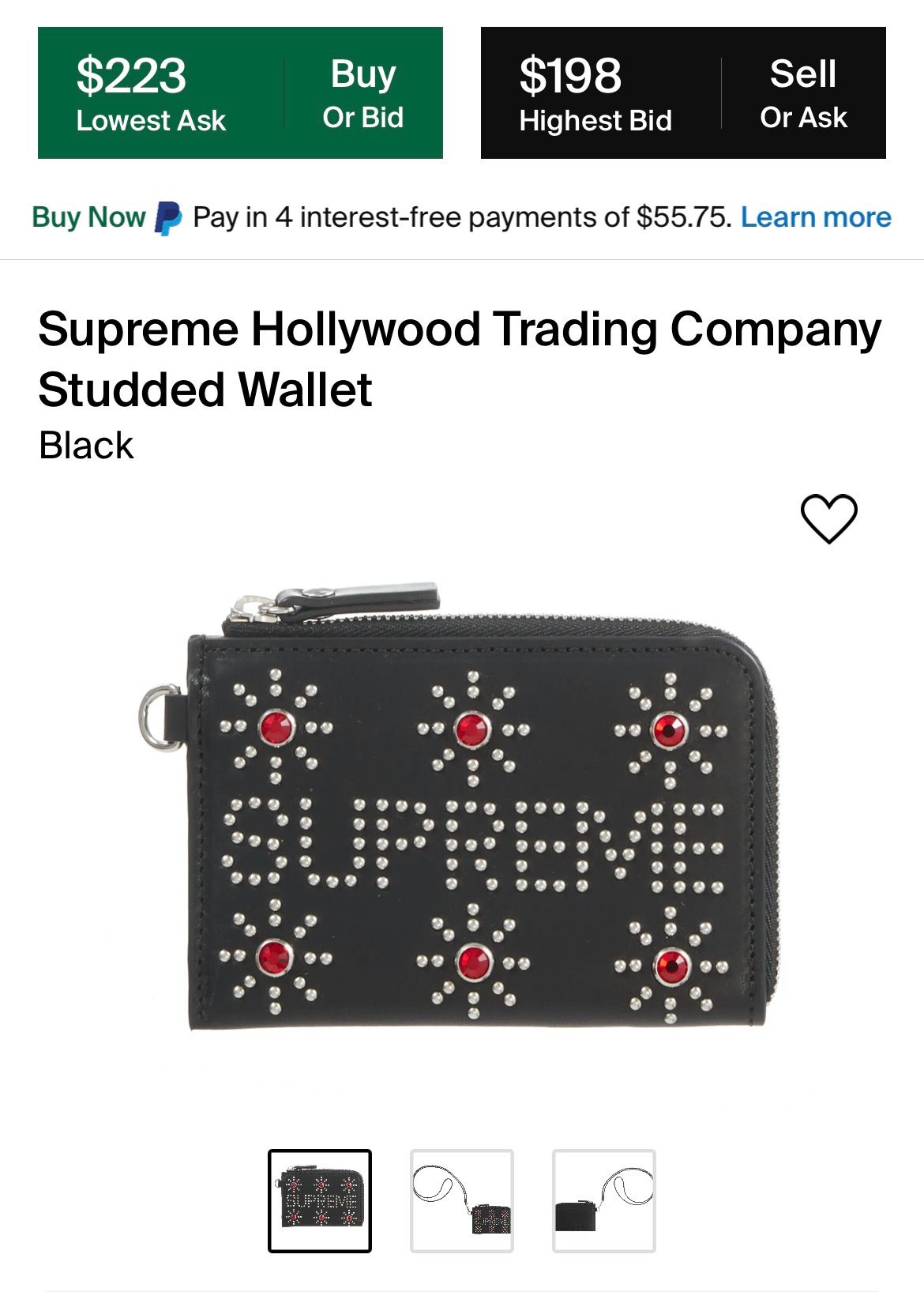 Supreme®/HTC Studded Wallet Black-