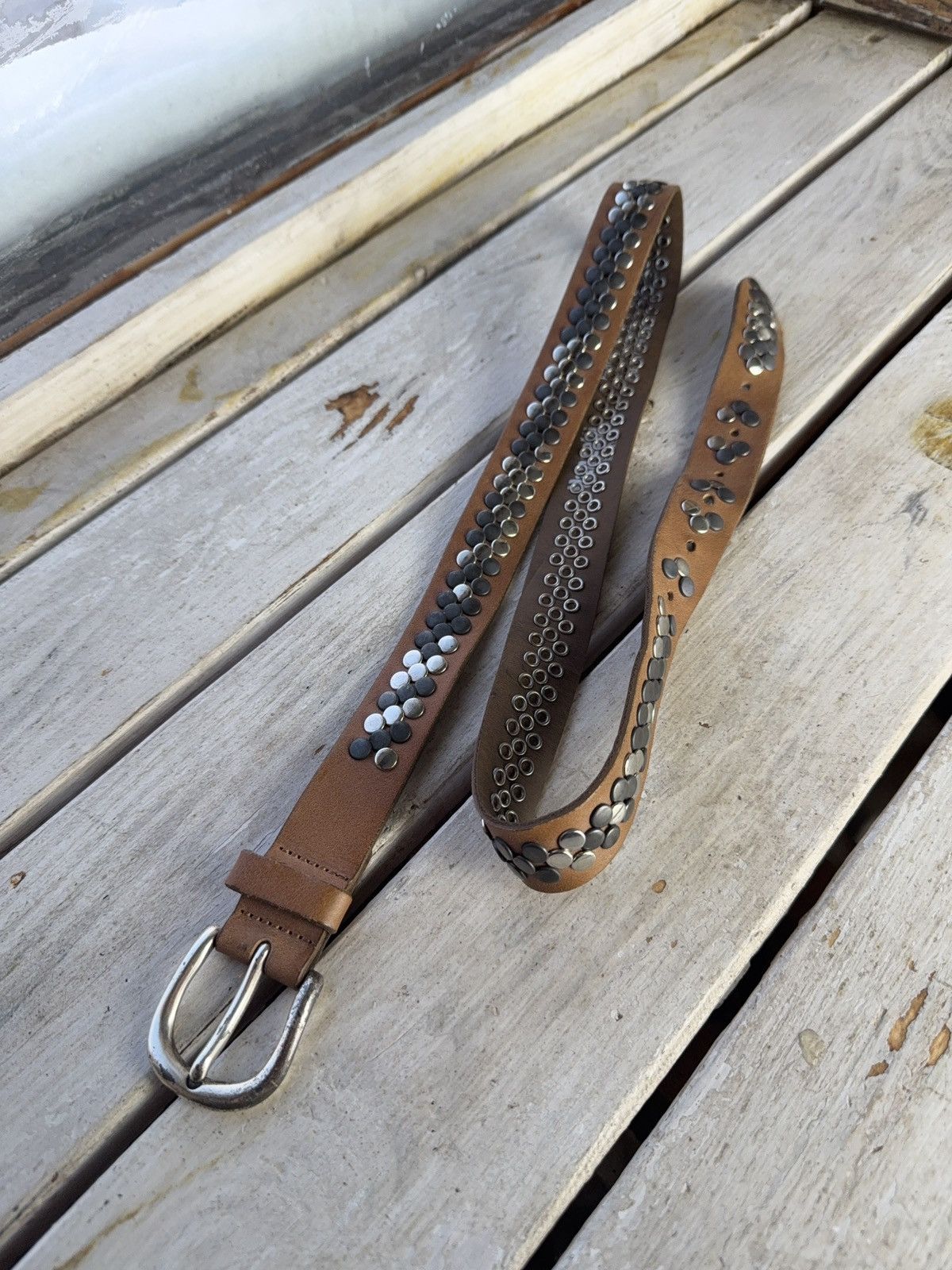 Hysteric Glamour Vintage Leather Belt Y2K Rhinestones Punk Metal Avant Garde Size ONE SIZE - 2 Thumbnail
