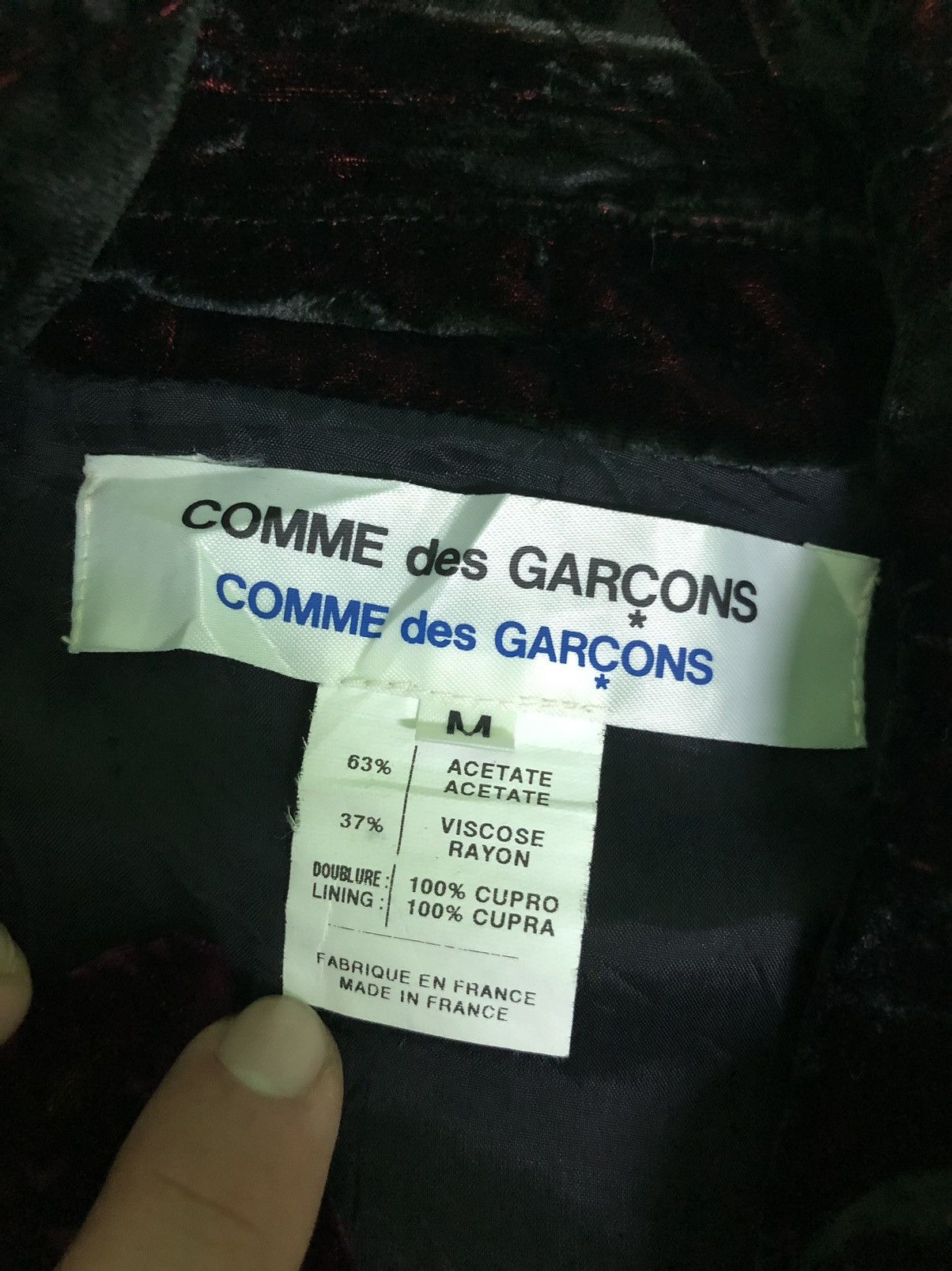 Comme des Garcons Vintage 90’s Comme Des Garçons Velvet Viscose Rayon Jacket Size M / US 6-8 / IT 42-44 - 17 Thumbnail