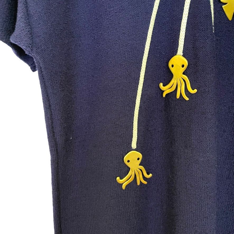 Vintage Steve Fabrikant Nautical Angler Fish Accent Sweater Dress Size S / US 4 / IT 40 - 6 Thumbnail