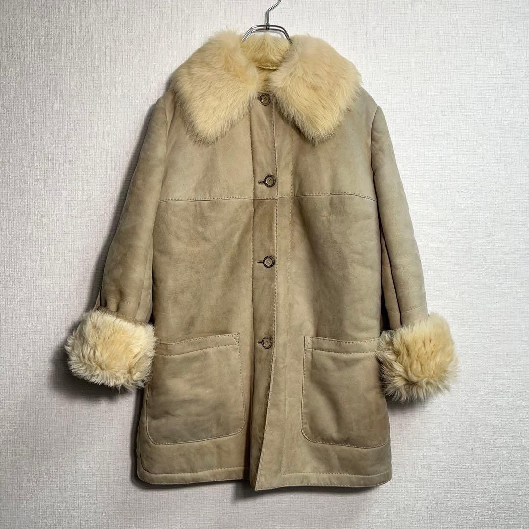 Hermes VINTAGE HERMES SPORT suede & shearling cream collared coat Size S / US 4 / IT 40 - 3 Thumbnail