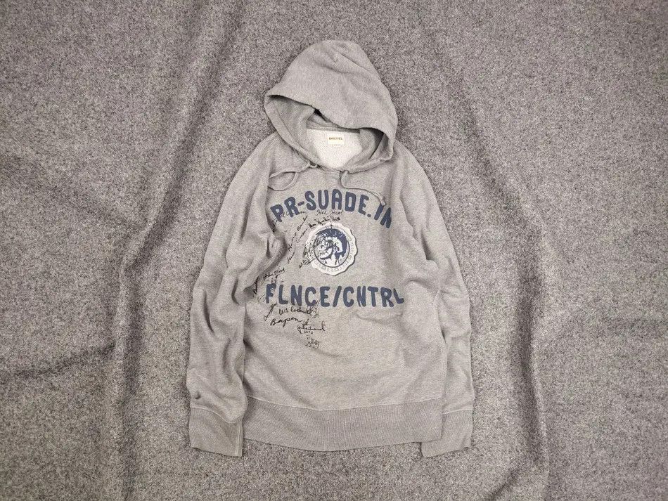 Diesel Vintage Diesel Logo Gray Hoodie Y2K Style Size US M / EU 48-50 / 2 - 1 Thumbnail