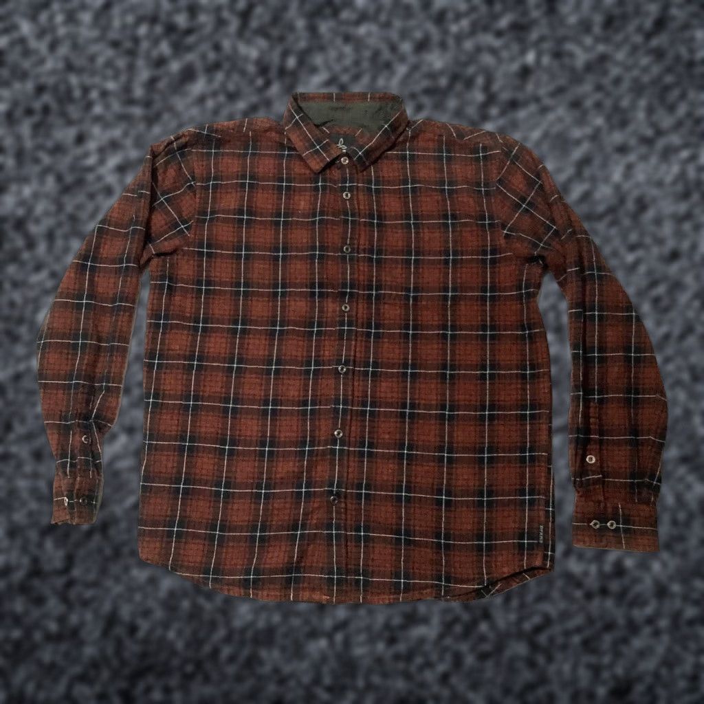 Prana prAna Shirt Mens XL Red Black Plaid Flannel Button Up Long Sleeve Organic Cotton Size US XL / EU 56 / 4 - 1 Thumbnail