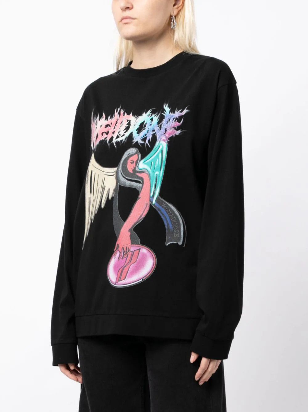 WE11DONE o1mris0824 Angel Print Sweatshirt in Black Size US S / EU 44-46 / 1 - 7 Thumbnail