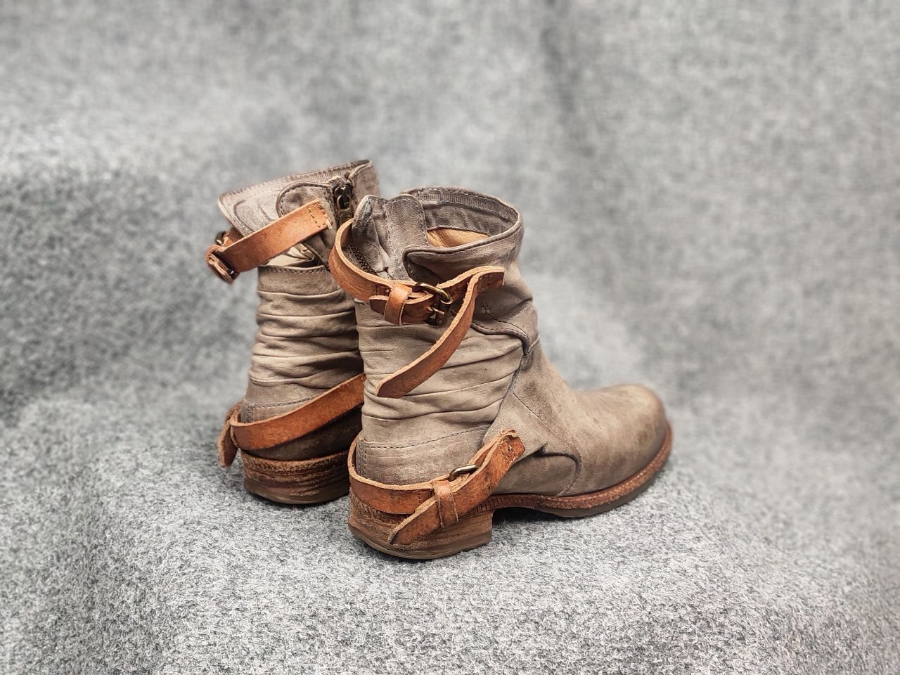 A.S.98 A.S.98 Design mummy Leather faded Ankle Zip Strap Boots Size US 9 / IT 39 - 13 Thumbnail