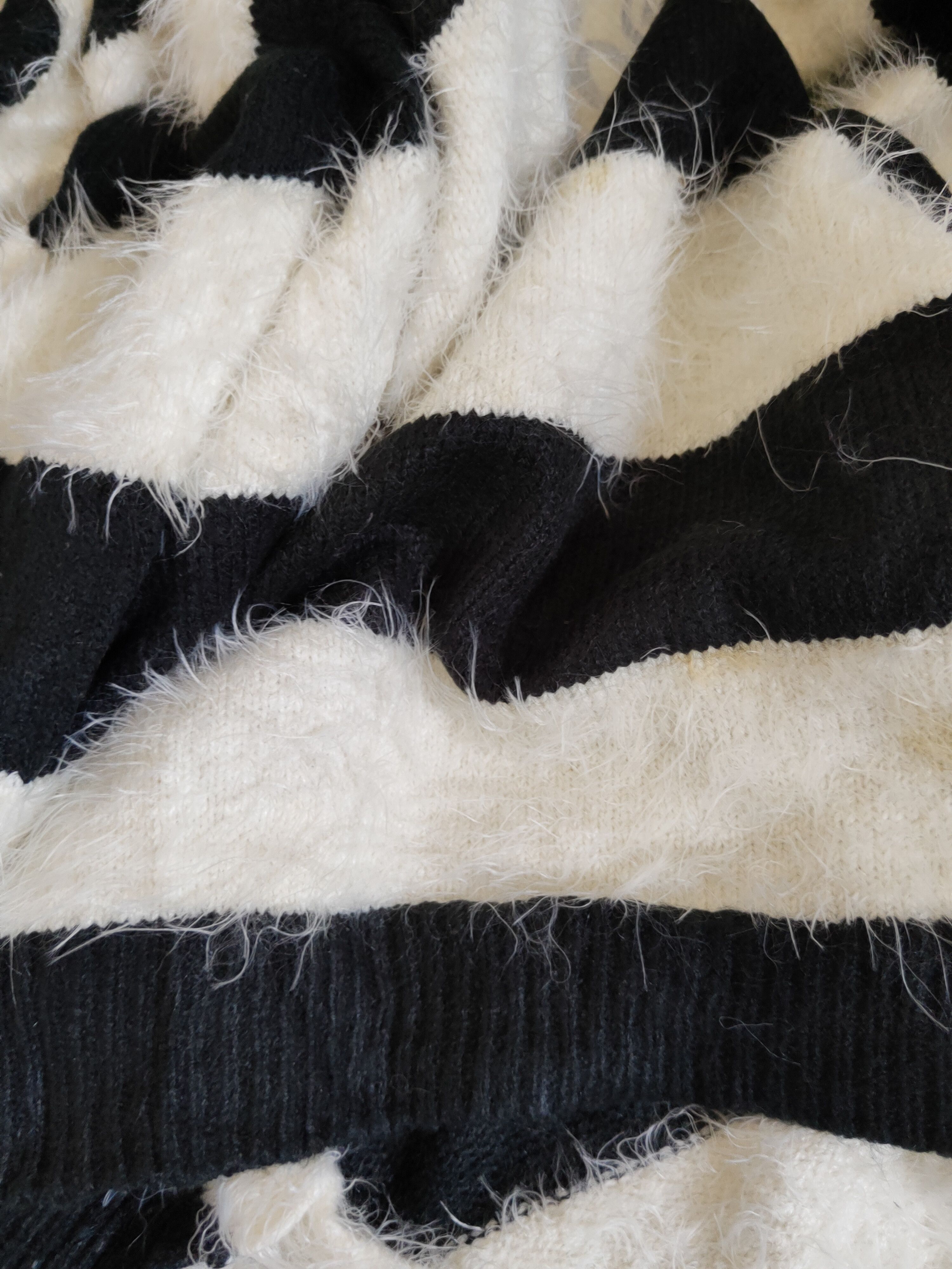 Japanese Brand × Vintage Beige Stripe Fur Mohair Knitwear ❌ Kurt Cobain Design Size M / US 6-8 / IT 42-44 - 11 Thumbnail