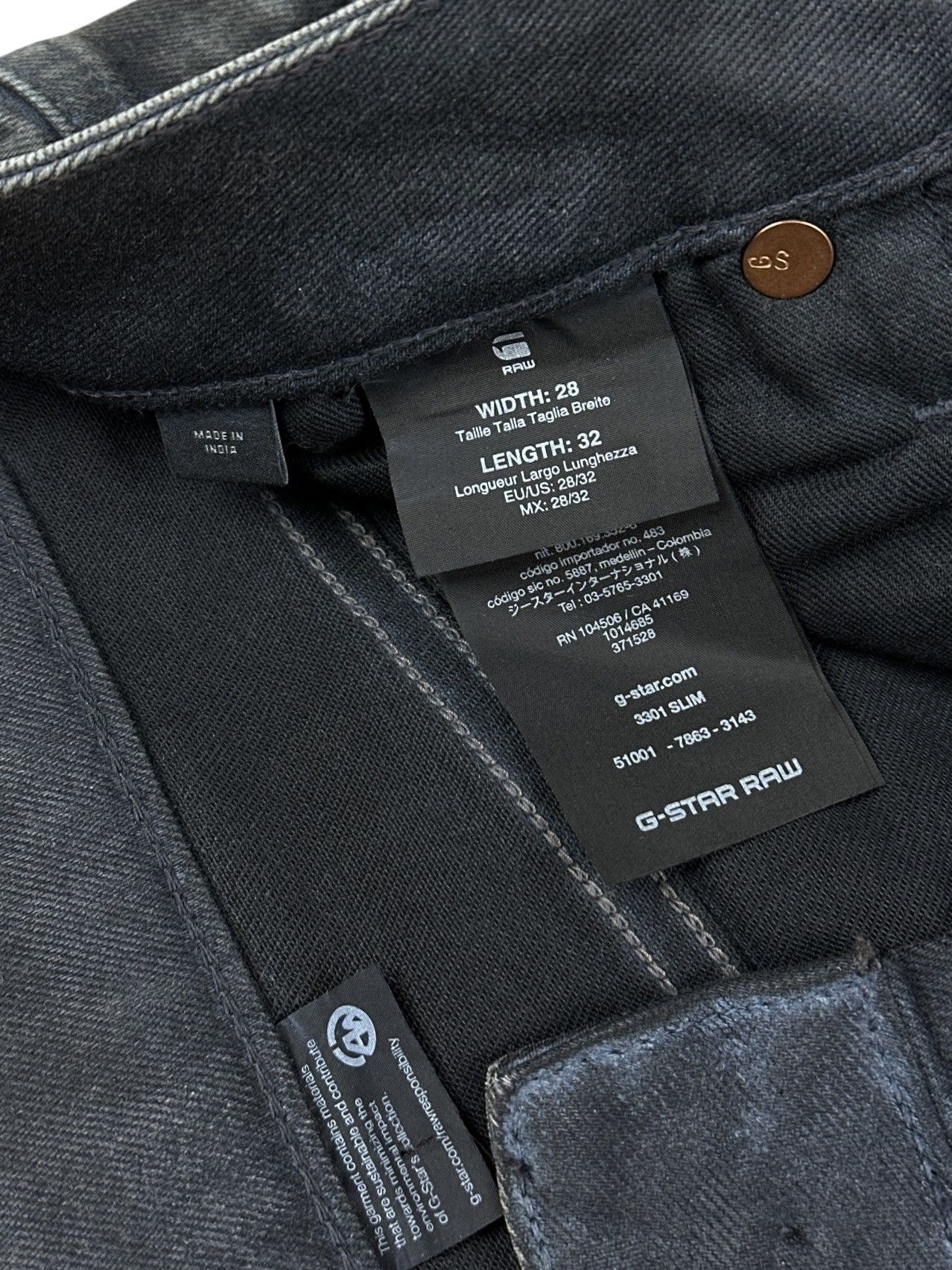 G-Star NWT🏷️ G-Star Raw 3301 Slim Jeans Stretch Denim Pants W28 L32 Size US 28 / EU 44 - 7 Thumbnail