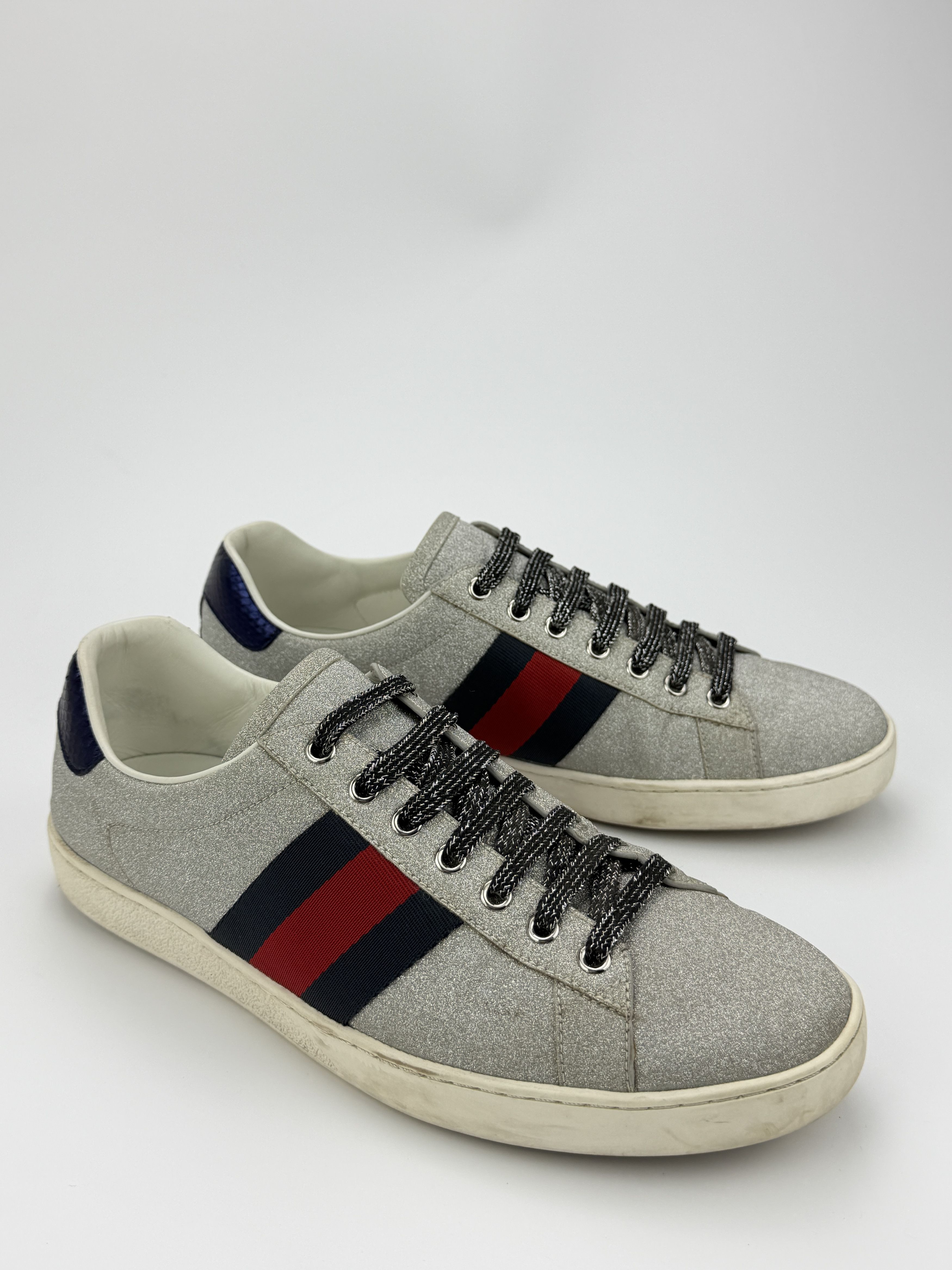 Gucci Vintage Gucci Web Glitter Low Top Leather Sneakers Size US 9 / EU 42 - 3 Thumbnail