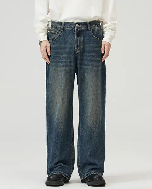 Japanese Brand American straight loose wide-leg men's baggy jeans Size US 34 / EU 50 - 1 Thumbnail