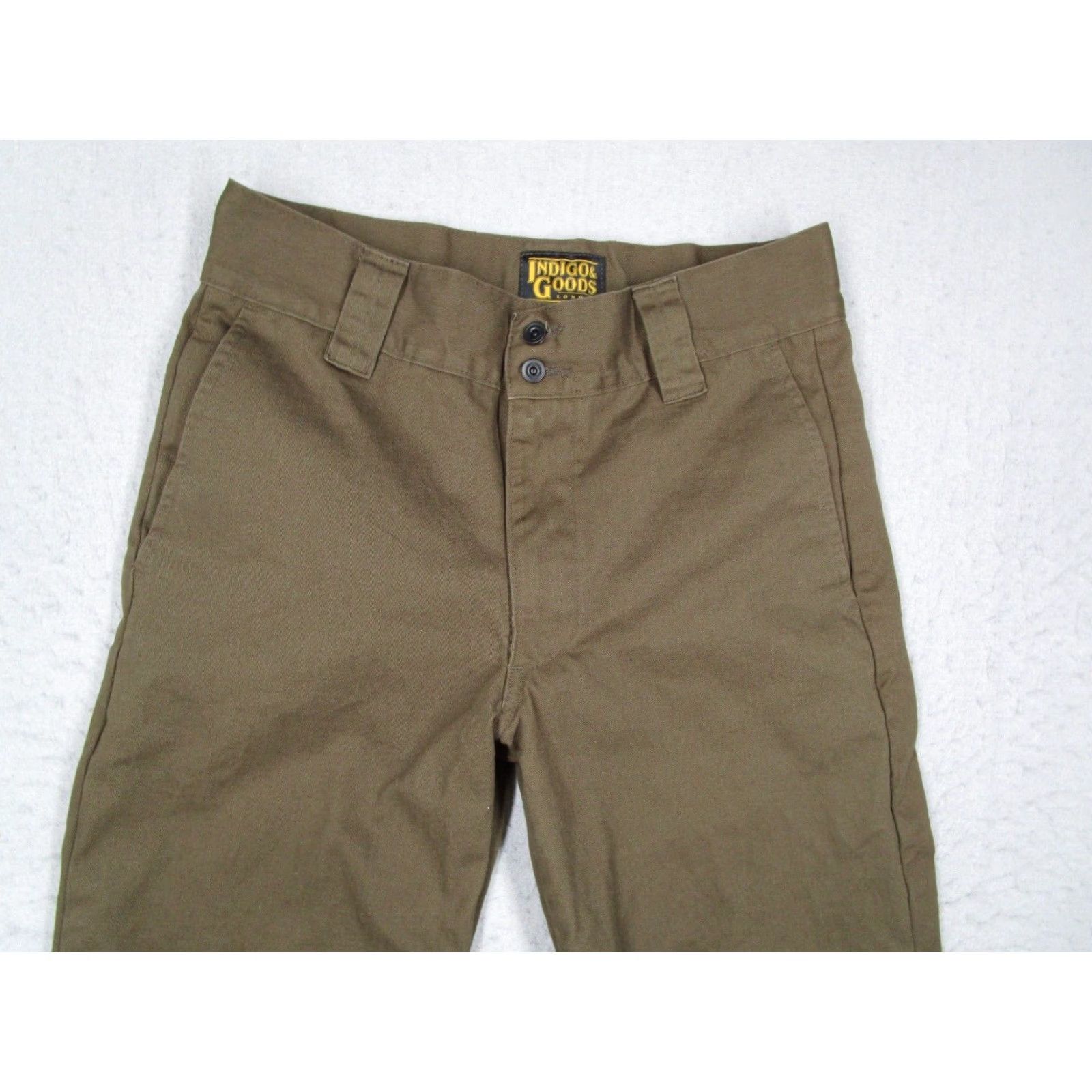 Vintage Indigo & Goods Chinos Mens 30 Green Cotton Twill Workwear Pants Made in England Size US 30 / EU 46 - 2 Thumbnail