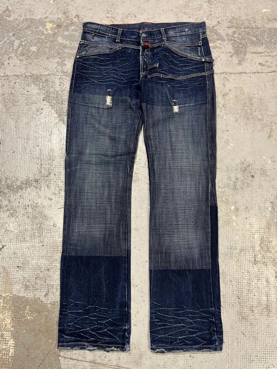 Marithe + Francois Girbaud AW2005 Marithé + François Gurbaud Blue Distressed Washed Denim Jeans Size US 34 / EU 50 - 3 Thumbnail