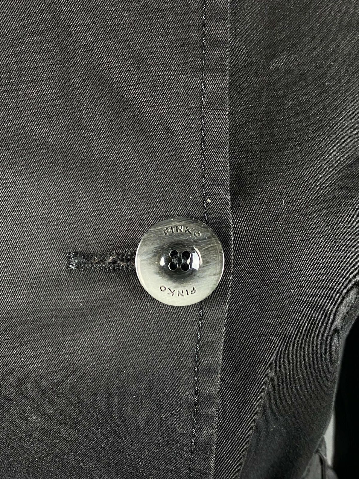 Pink Floyd Pinko Black Cotton Double Breasted Coat Size US 4 GB 8 IT 40 Size S / US 4 / IT 40 - 4 Thumbnail