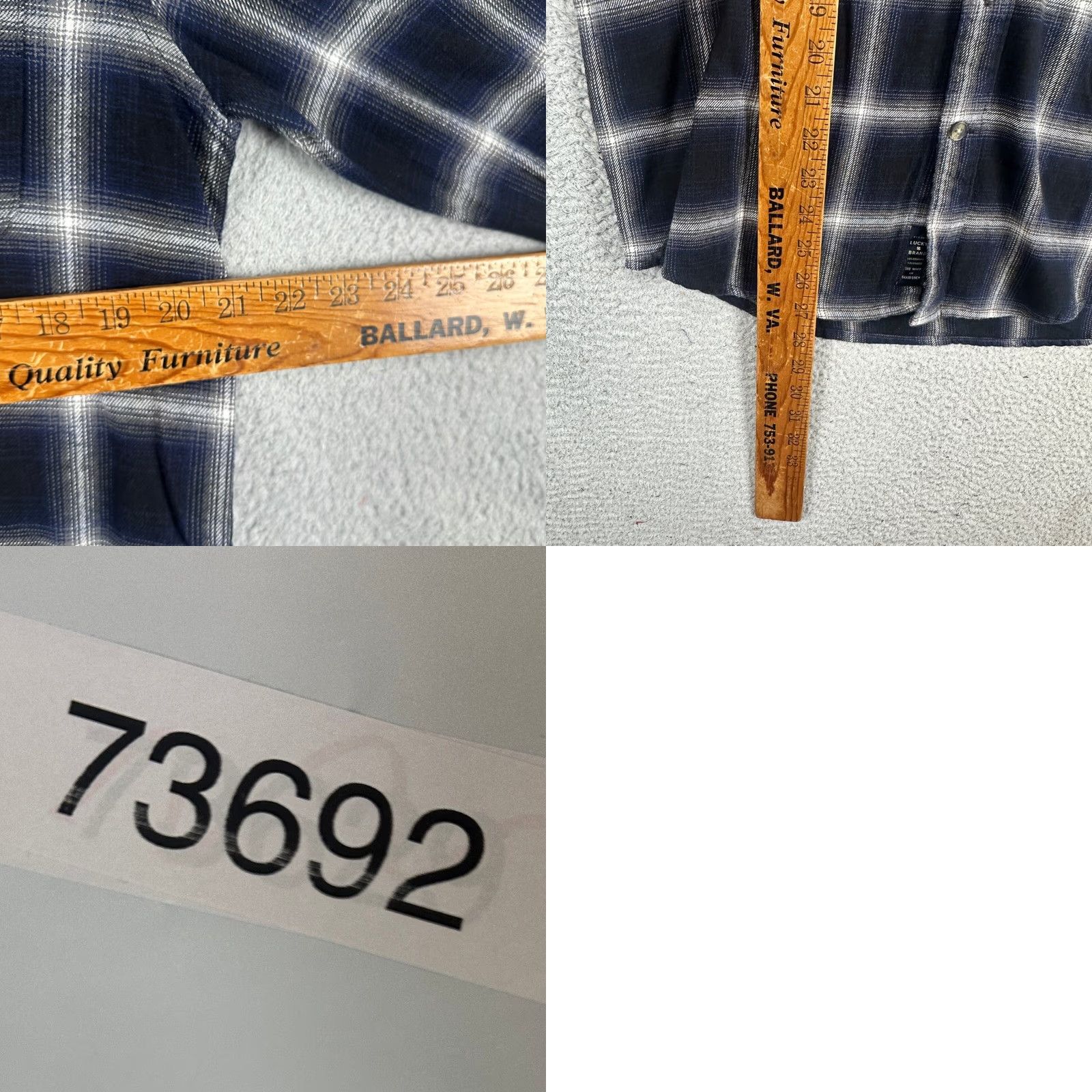 Lucky Brand Lucky Brand Mens Button-Up Shirt Medium Blue Plaid Long Sleeve Pockets NEW Size US M / EU 48-50 / 2 - 8 Thumbnail