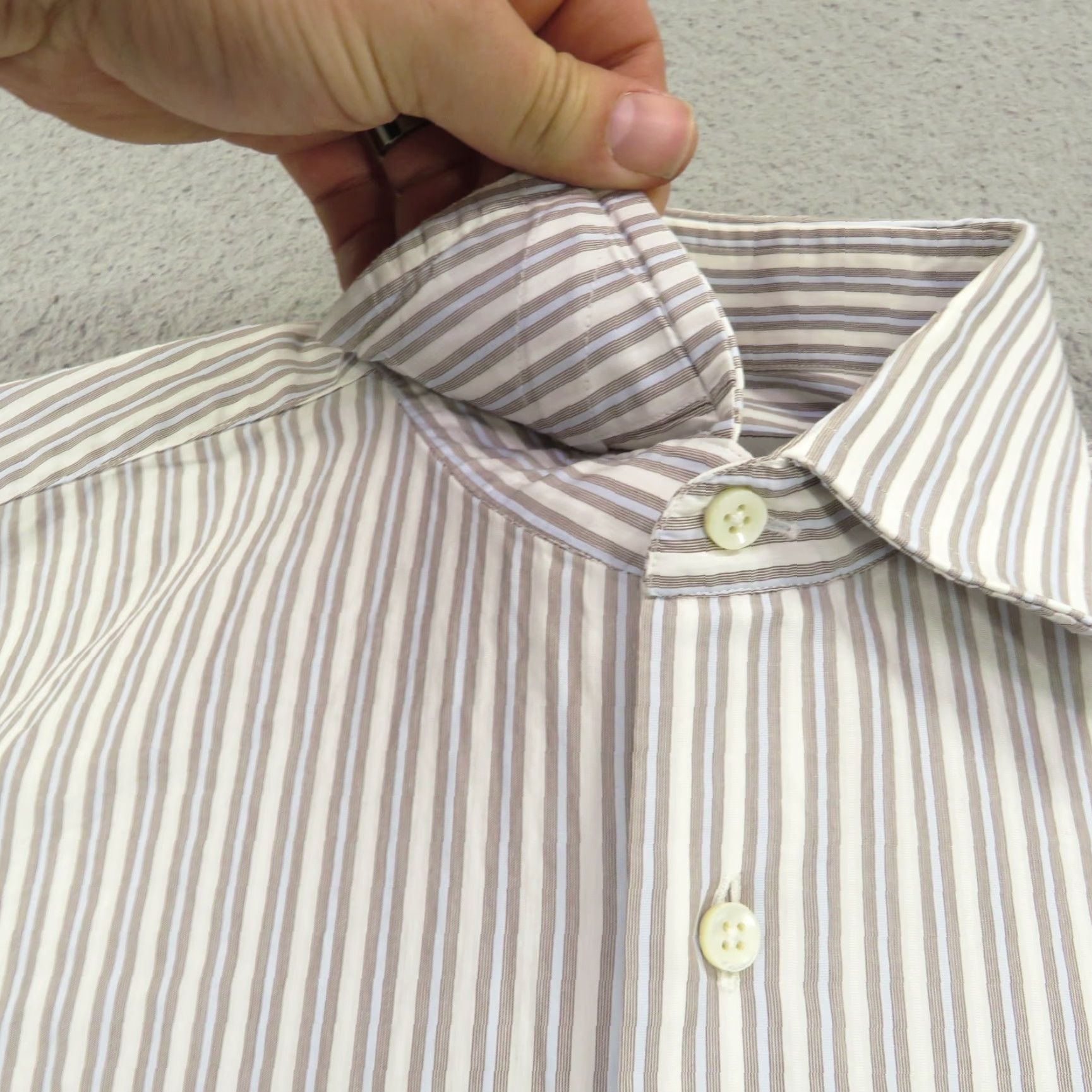 Canali VINTAGE Canali 1934 Shirt Men 17.5 44 White Grey Light Blue Stripe Long Sleeve Button Up Size US XXL / EU 58 / 5 - 5 Thumbnail