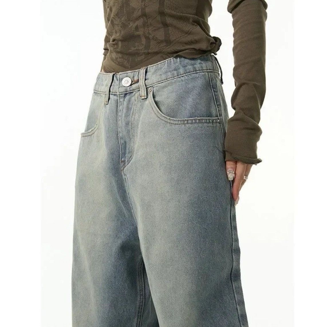 Japanese Brand High street washed straight baggy jeans Size US 31 - 7 Thumbnail