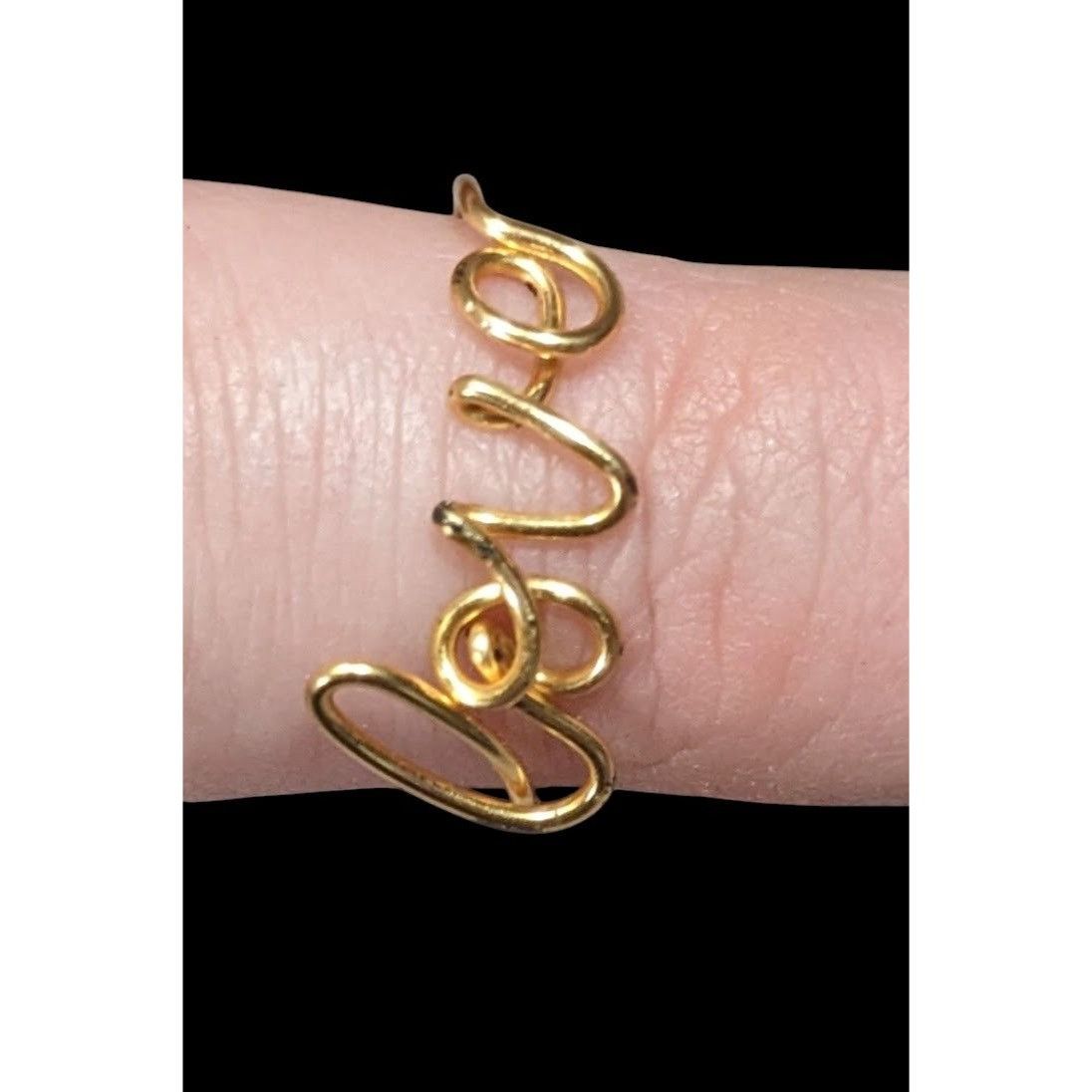 Handmade Handmade Love Wire Wrap Gold Tone Wire Ring Size ONE SIZE - 3 Thumbnail