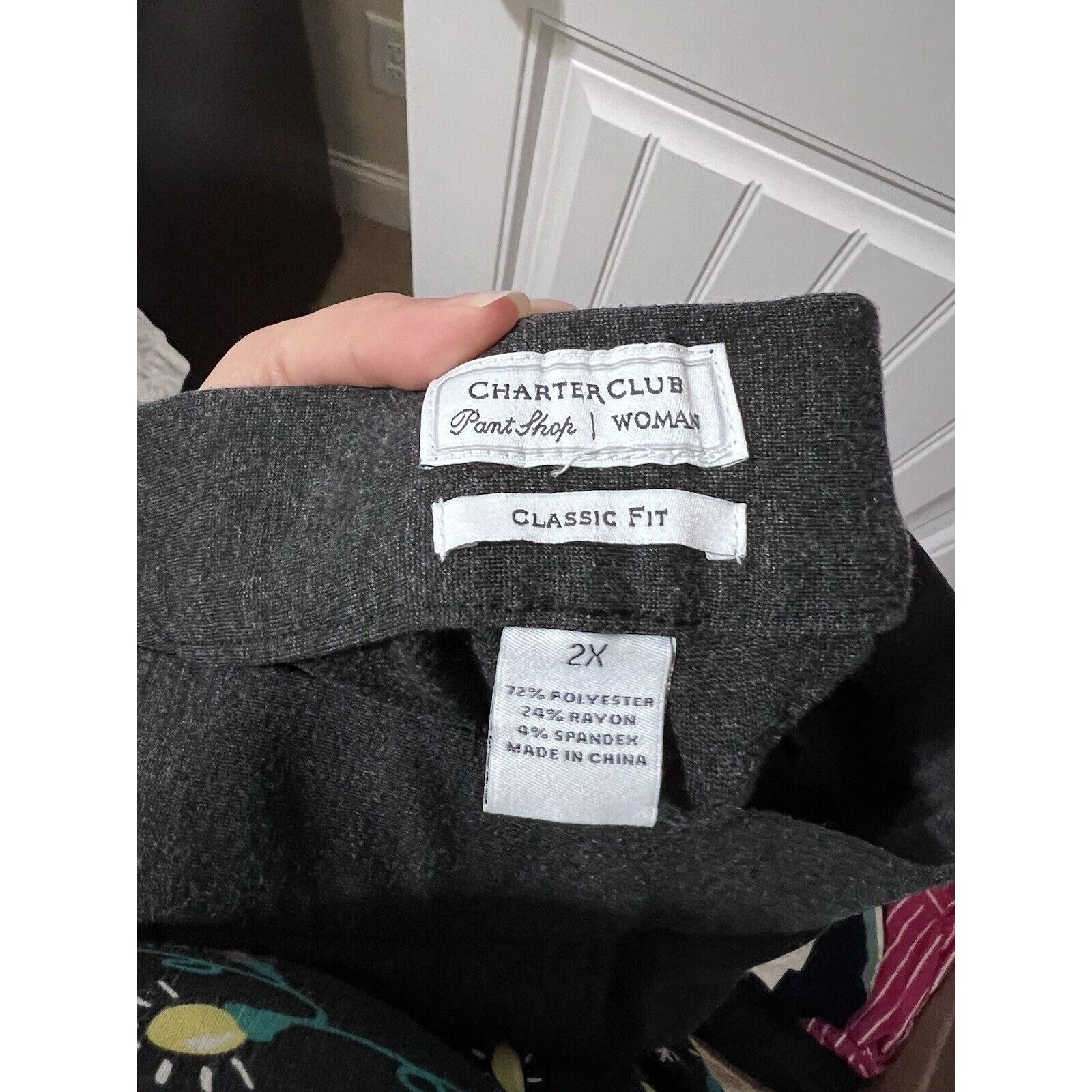 Charter Club Classic Fit Grey Pants Women's Plus Size 2X Faux Pockets Size 42" / US 20 - 3 Thumbnail