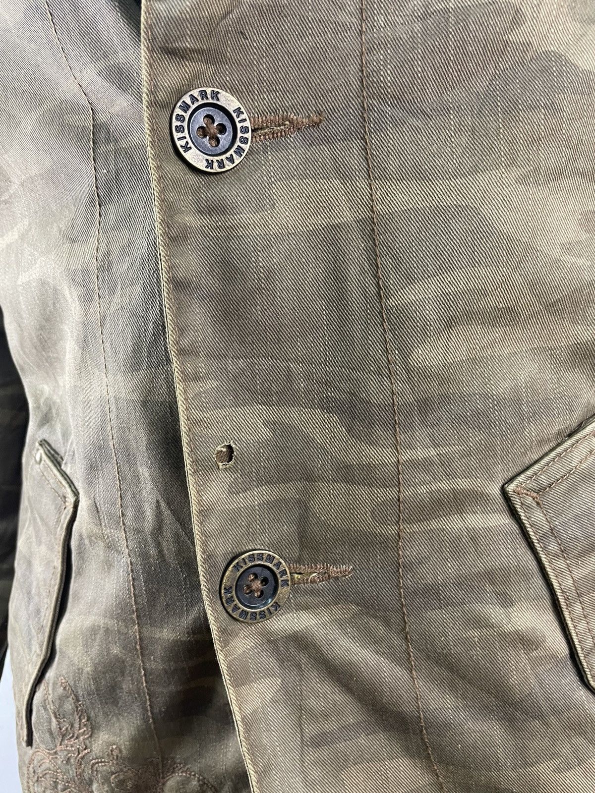 Japanese Brand Vintage Kissmark Camo Denim Blazer Jacket Size US L / EU 52-54 / 3 - 8 Thumbnail