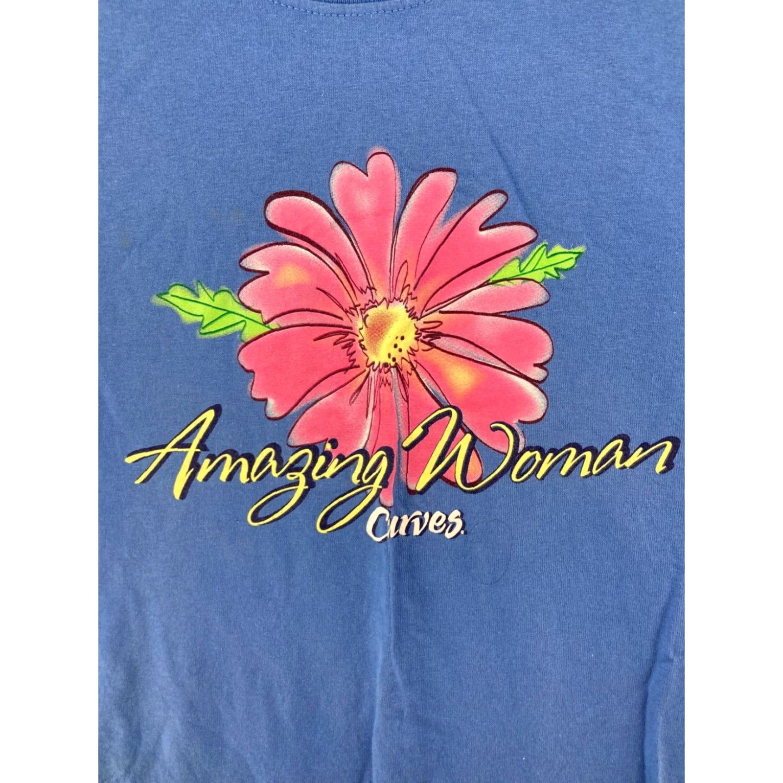 Vintage VINTAGE Curves Womens TShirt Small Blue Daisy Amazing Woman Floral Y2K Size S / US 4 / IT 40 - 2 Thumbnail