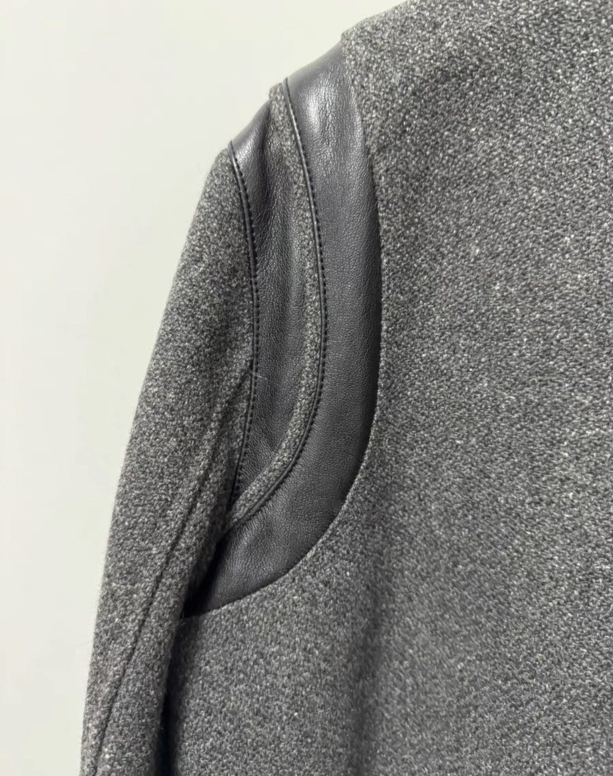 Saint Laurent Paris Saint Laurent Snowflake-Print Leather-Paneled Varsity Jacket Size US L / EU 52-54 / 3 - 4 Thumbnail