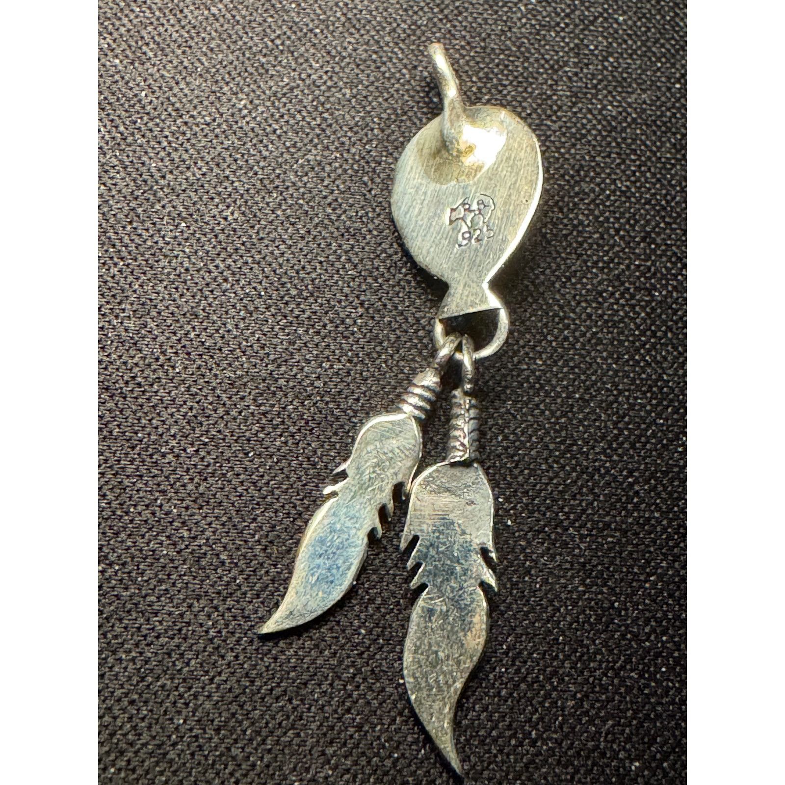 Other Vintage Running Bear Signed Turquoise Feathers Pendant Size ONE SIZE - 4 Thumbnail
