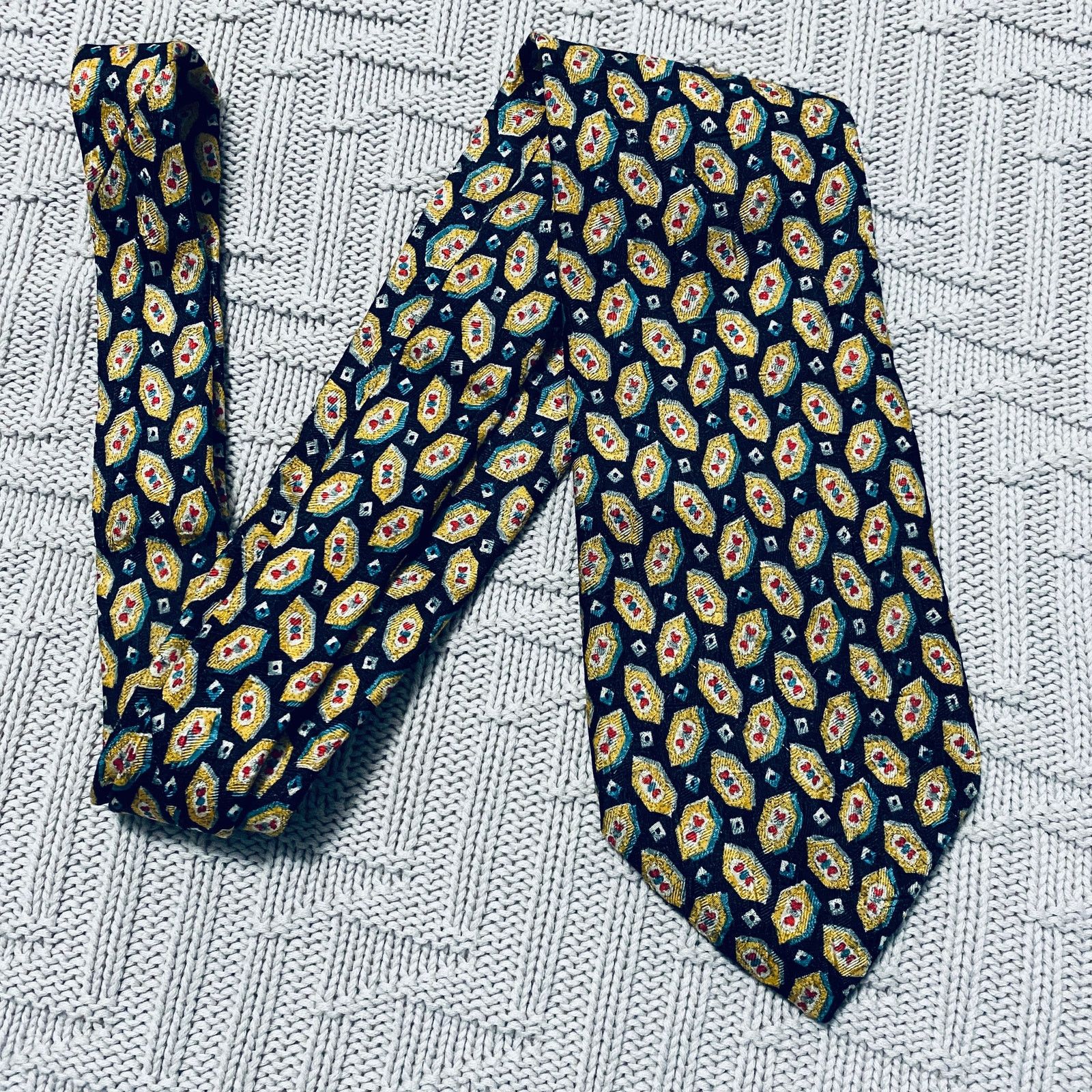 Ermenegildo Zegna Zegna black and gold patterned silk tie Size ONE SIZE - 1 Thumbnail