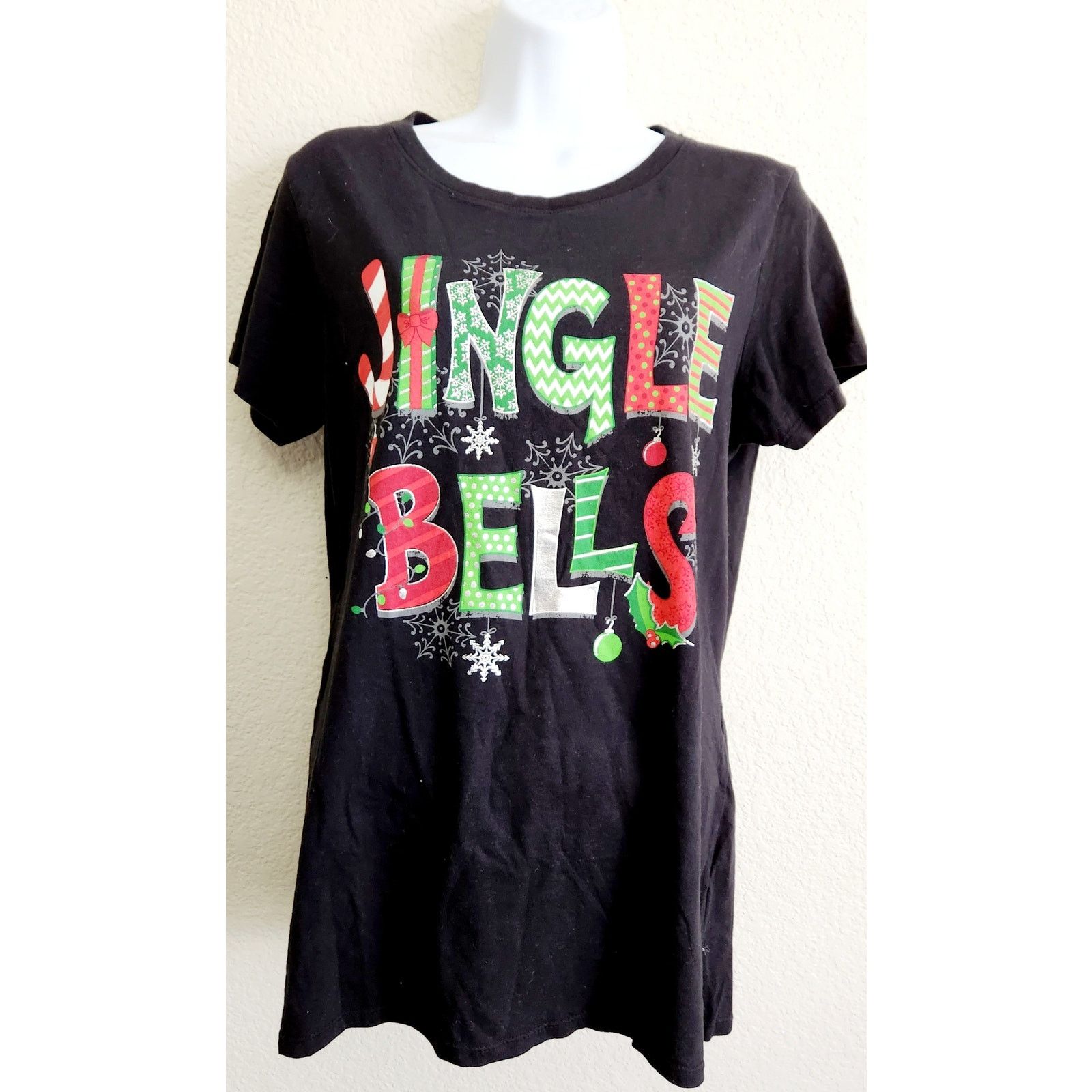 Other Holiday Time Black Jingle Bells Graphic T Shirt Large 12 14 Size L / US 10 / IT 46 - 1 Thumbnail