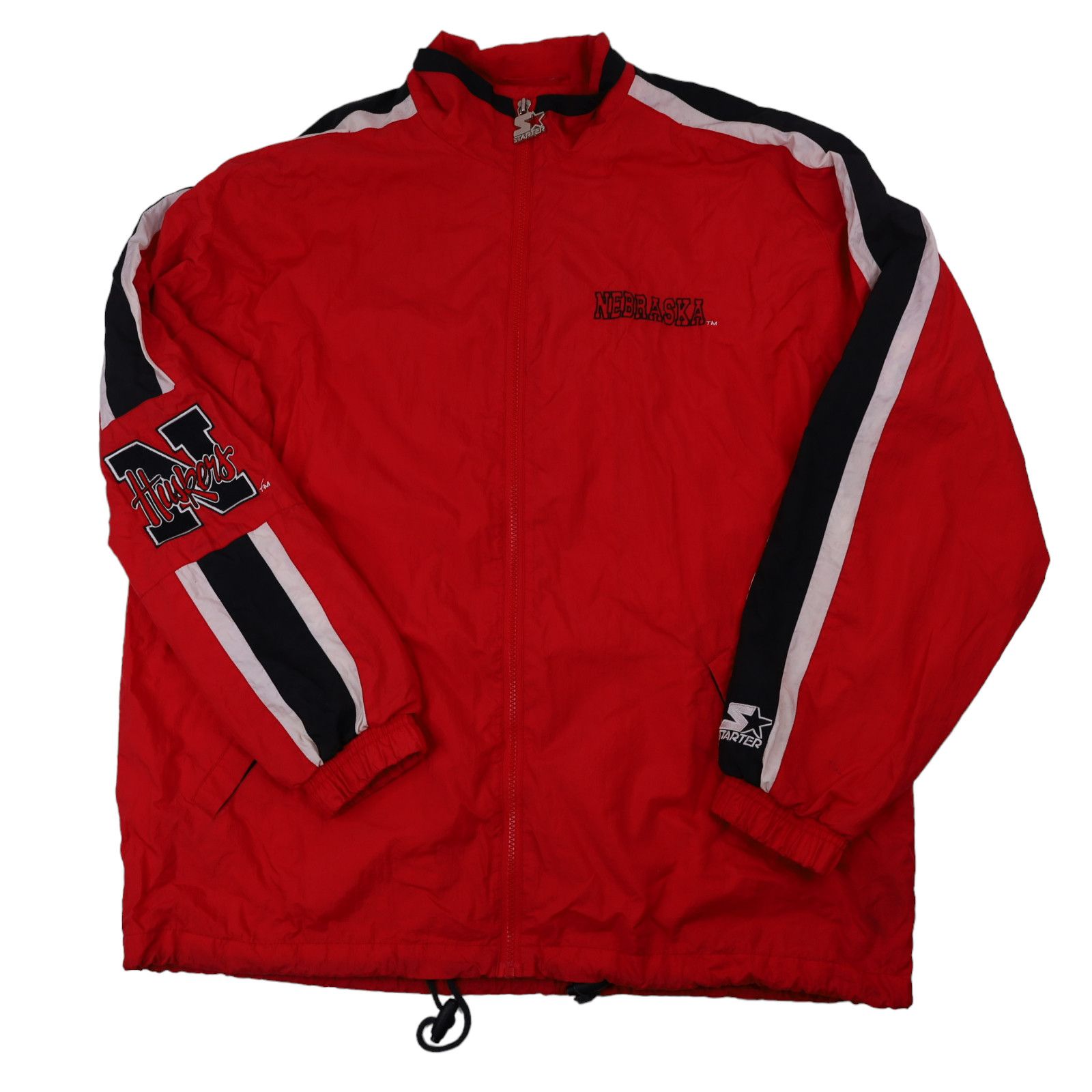 image of Collegiate x Starter Vintage Starter Nebraska Huskers Windbreaker Jacket in Red, Men's (Size Large)