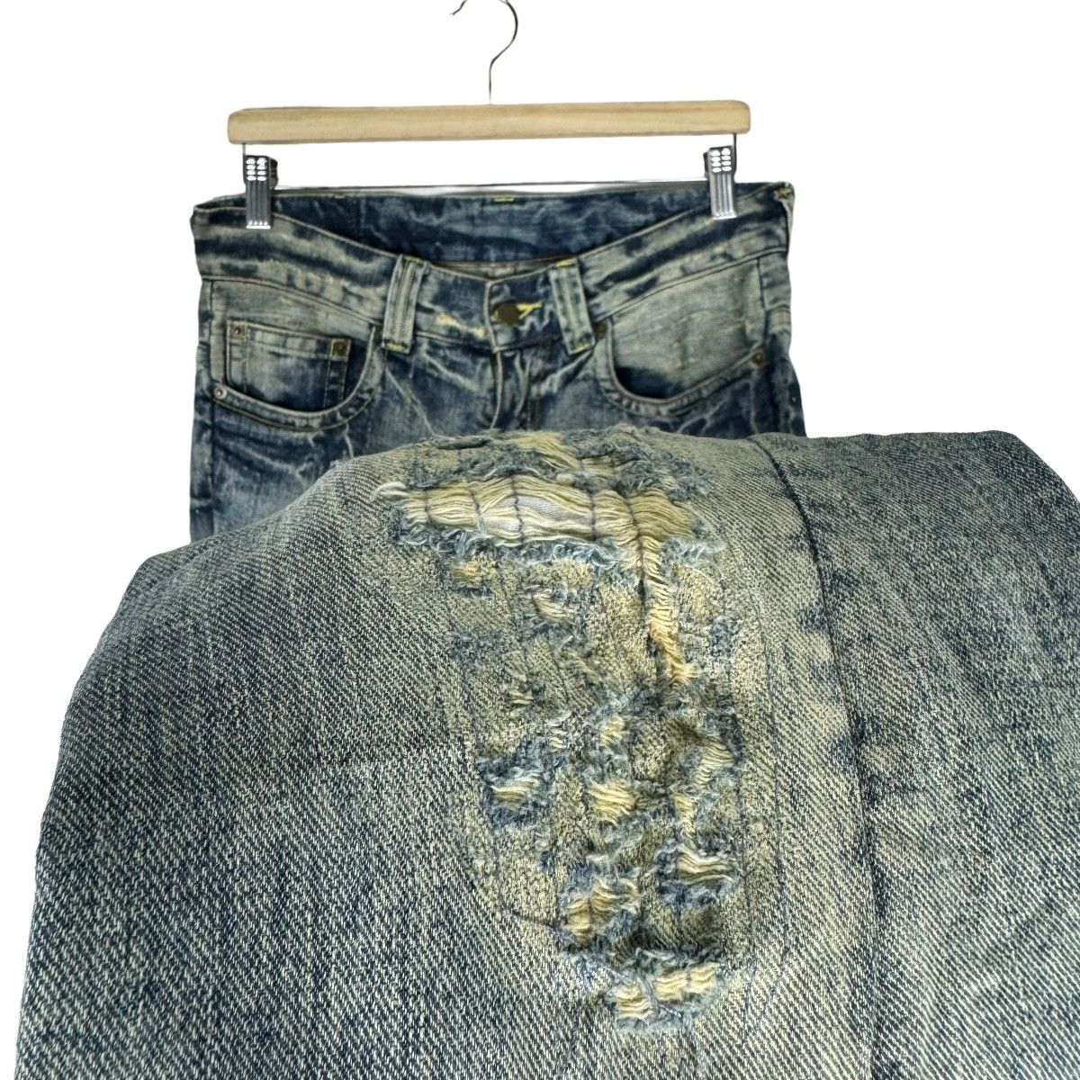 Tornado Mart ⚡️TORNADO MART JAPAN FLARE DISTRESS STYLE DENIM JEANS PANTS Size US 32 / EU 48 - 3 Thumbnail
