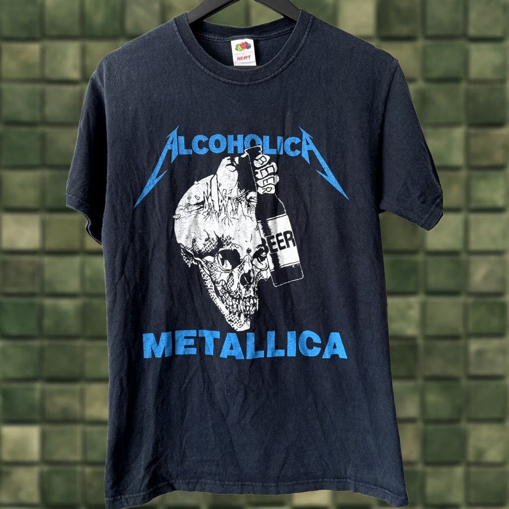 Fruit Of The Loom VINTAGE Metallica Alcoholica Band T Shirt Skull Double Sided Black M 90s Size US M / EU 48-50 / 2 - 1 Thumbnail