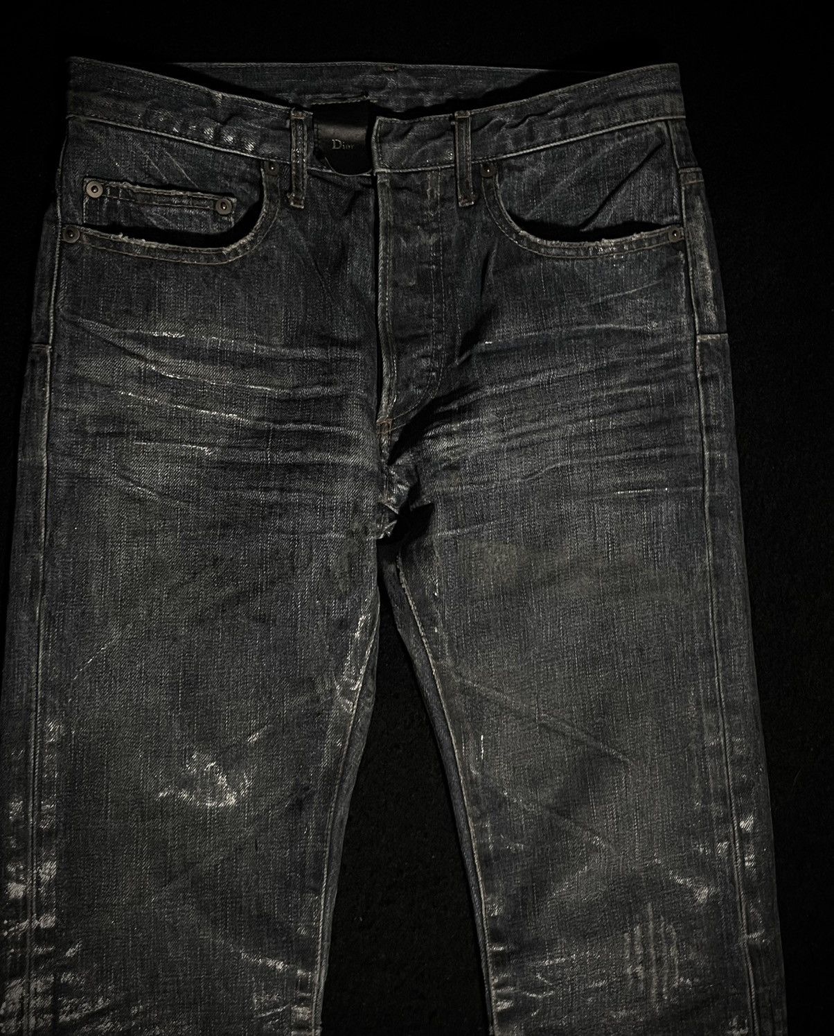Dior × Hedi Slimane × Yves Saint Laurent AW03 DIOR BLUE “LUSTER” WAX DENIM Size US 29 - 4 Thumbnail