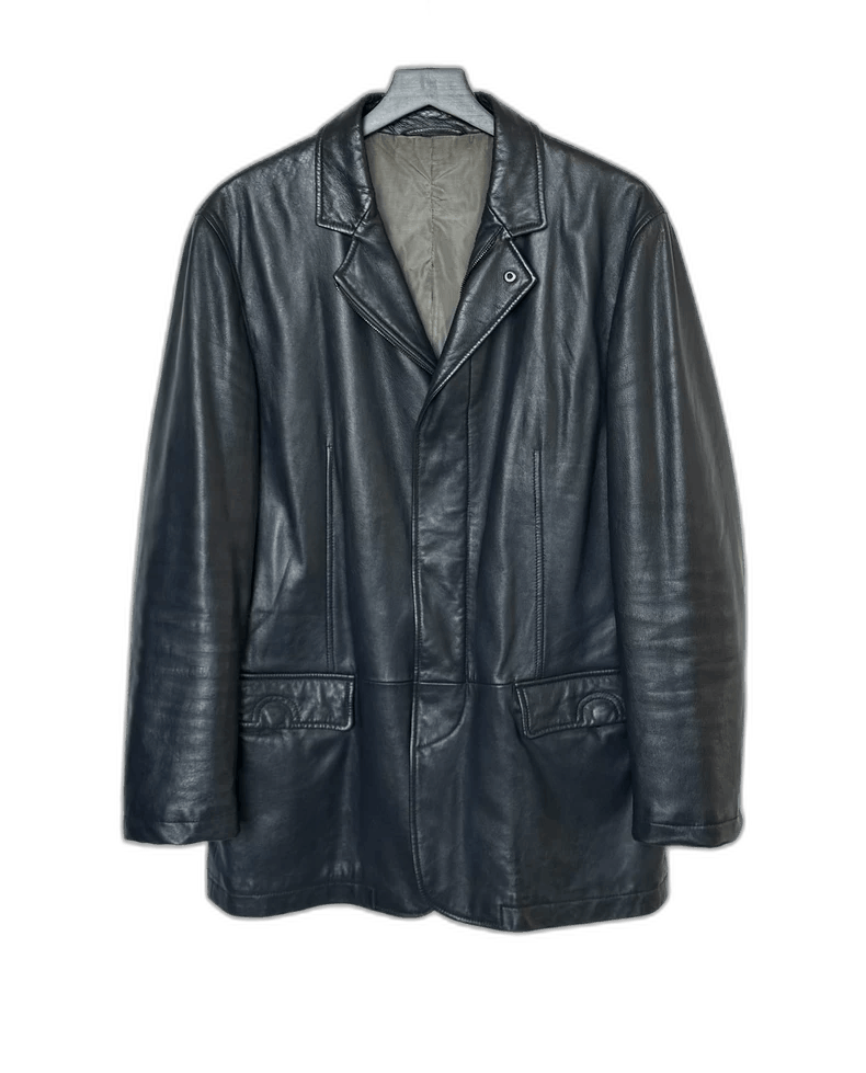 Emporio Armani Armani Midnight Blue Leather Jacket Size US L / EU 52-54 / 3 - 1 Thumbnail