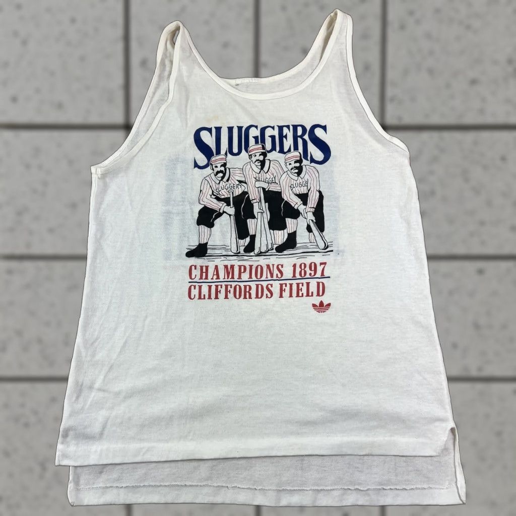 Adidas VINTAGE Adidas Sluggers Tank Top Shirt MENS S White 80s Graphic Print Size US S / EU 44-46 / 1 - 1 Thumbnail