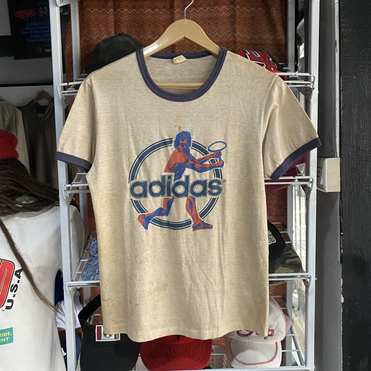 Adidas VTG 70-80s Adidas Stan Smith Tennis Ringer T-Shirt M Trefoil Size US S / EU 44-46 / 1 - 1 Thumbnail