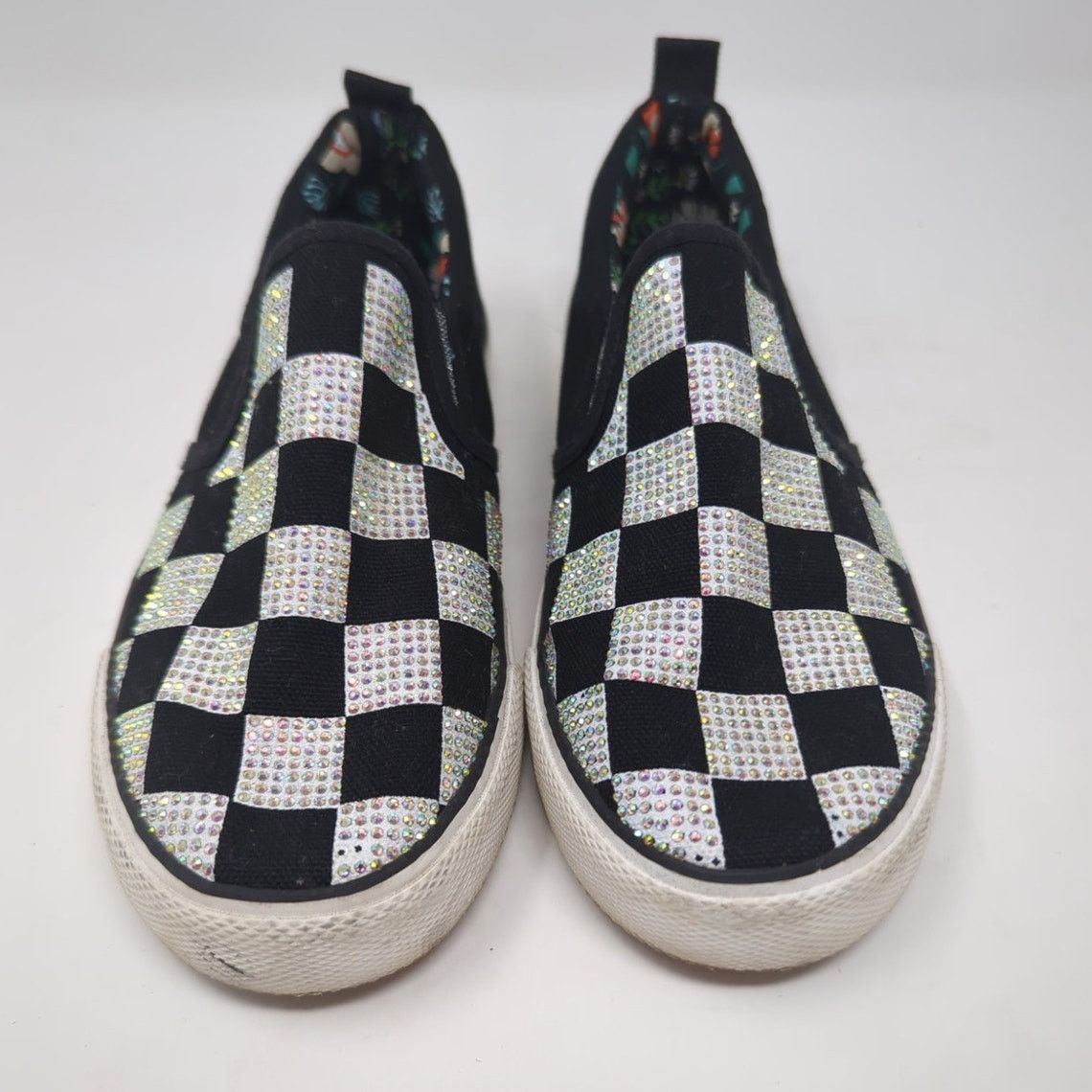 Other Sports Word Checkered Bling Canvas Black White Deck Size 5 Size US 5 / IT 35 - 3 Thumbnail