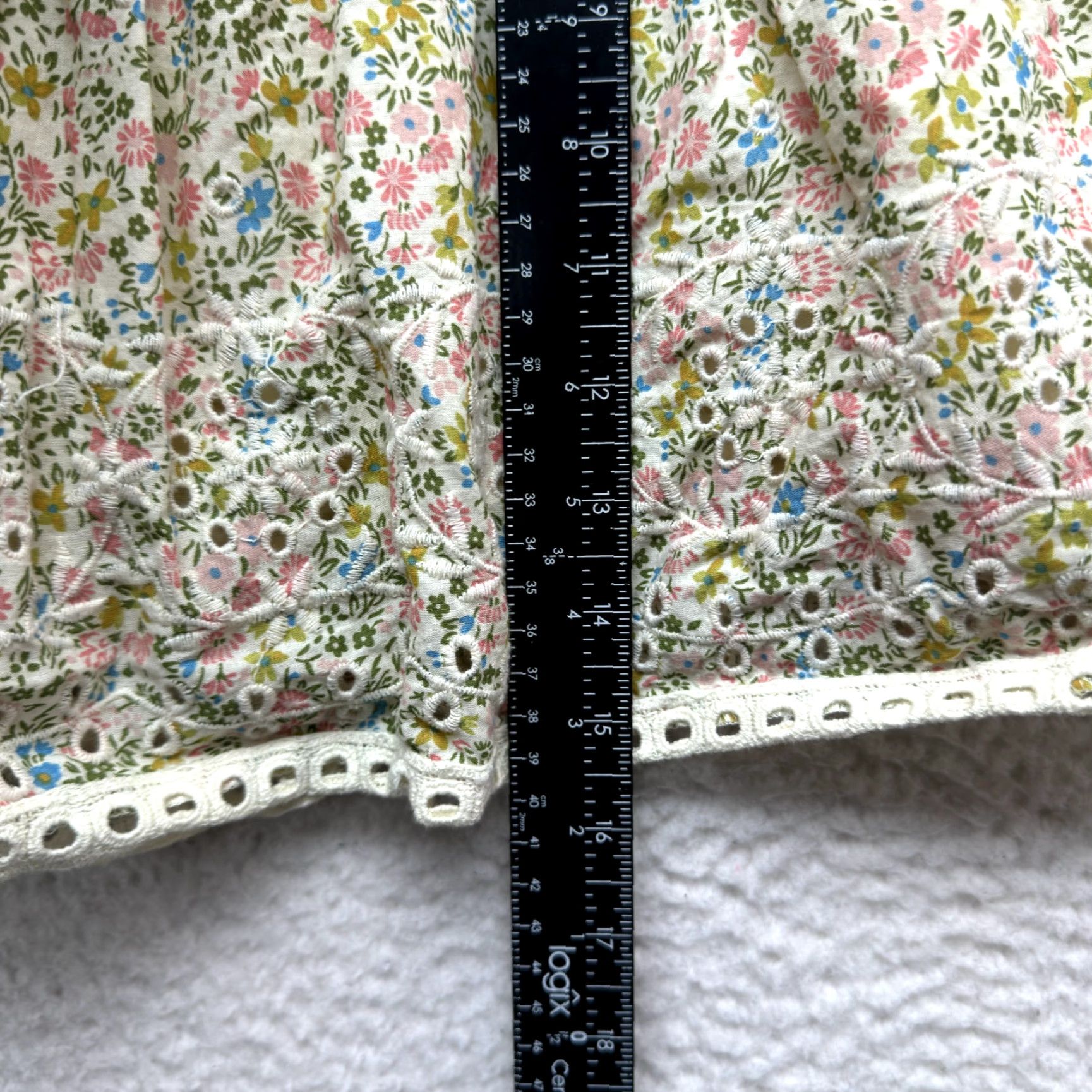 Vintage Y2K Vintage Mini Skirt M Beige Cotton Boho Ditsy Floral Coquette Prairie Cottagecore Fairy Womens Size 32" / US 10 / IT 46 - 5 Thumbnail