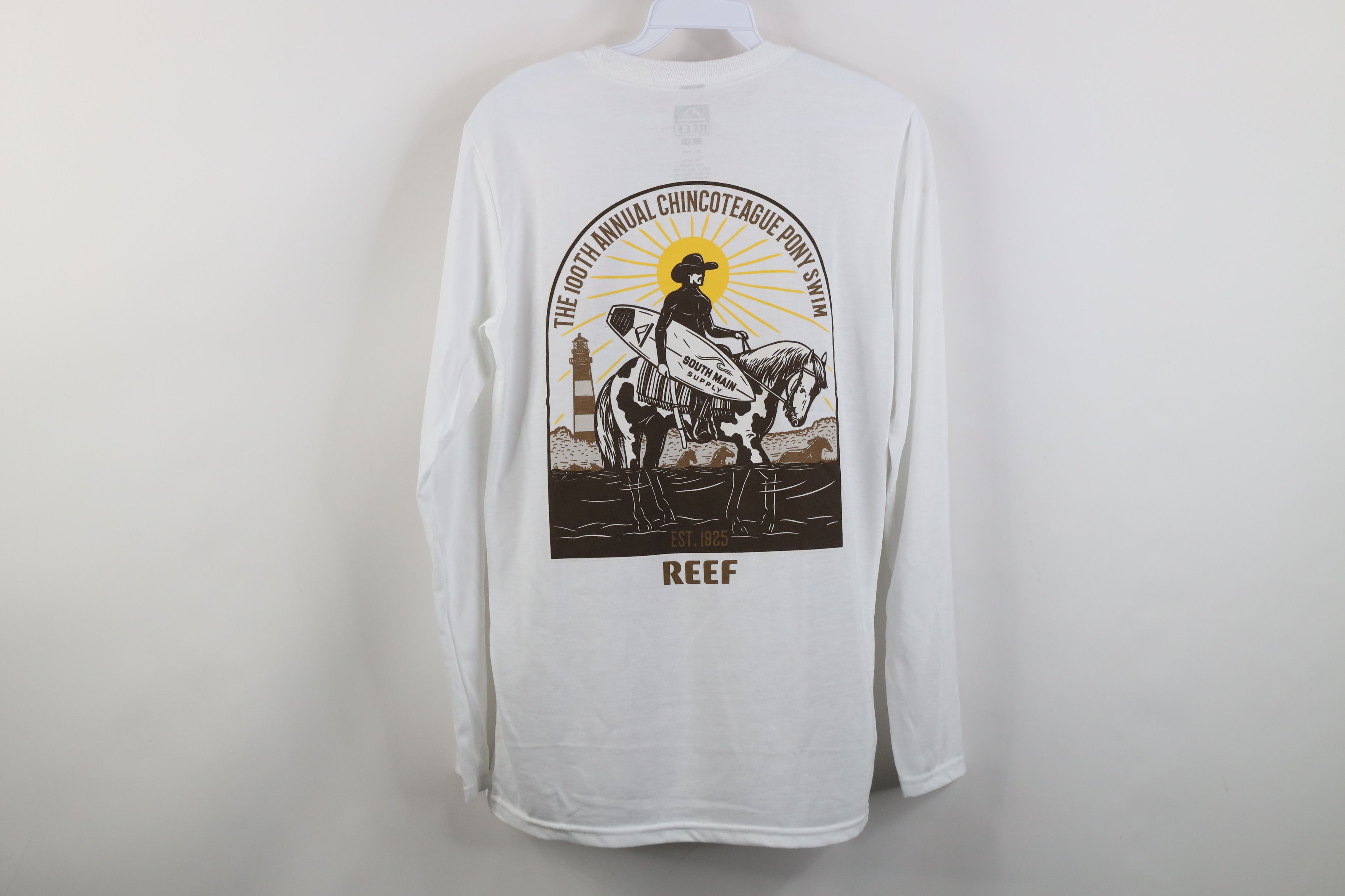 Vintage Reef Surfing Spell Surfboard Knit Long Sleeve T-Shirt White Size US S / EU 44-46 / 1 - 10 Thumbnail