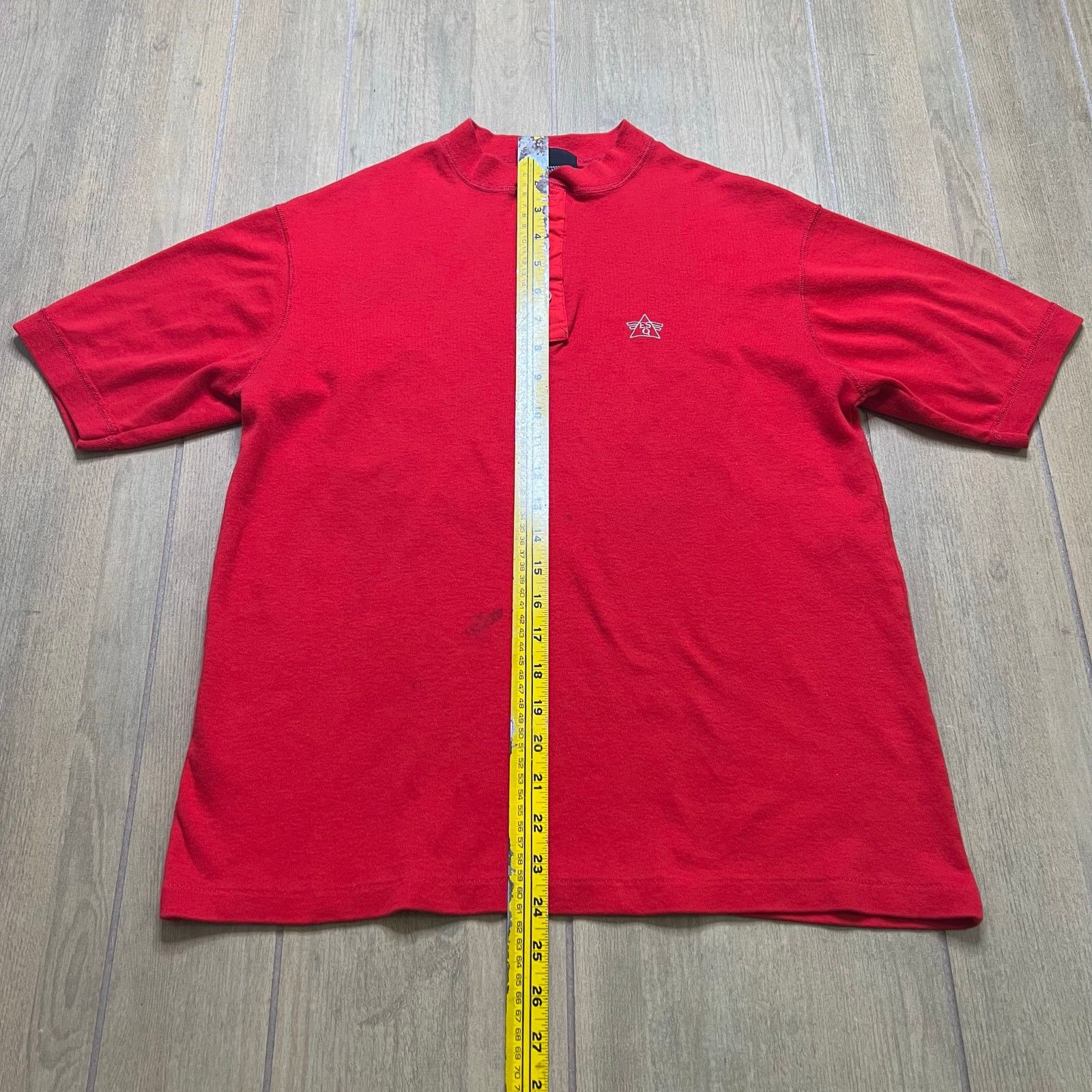 Vintage Vintage Esquire Henley Shirt Mens Large Red distress 90s Size US L / EU 52-54 / 3 - 4 Thumbnail