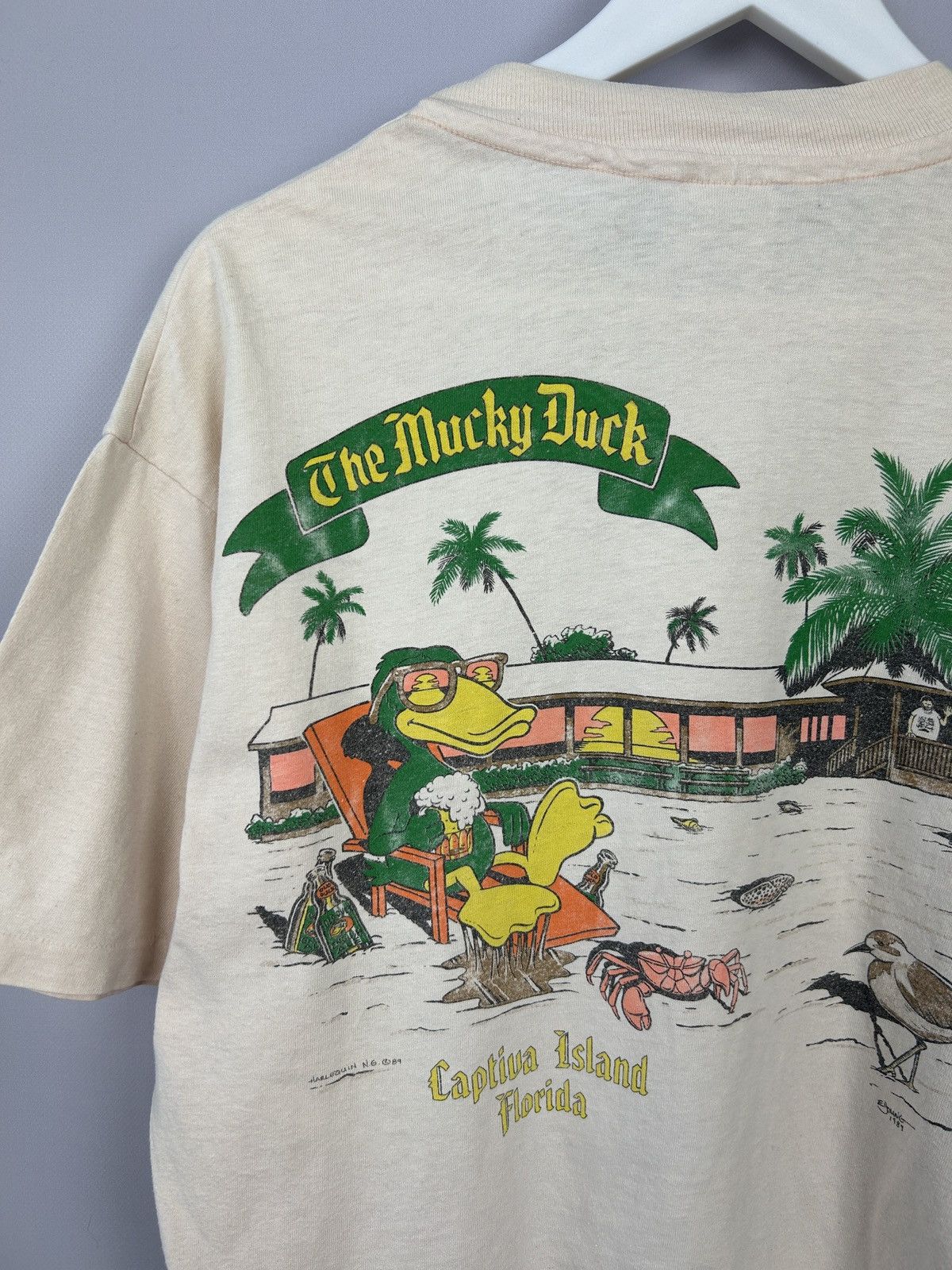 Hanes Vintage 1989 The Mucky Duck Captiva Island Florida 80s Size US L / EU 52-54 / 3 - 3 Thumbnail