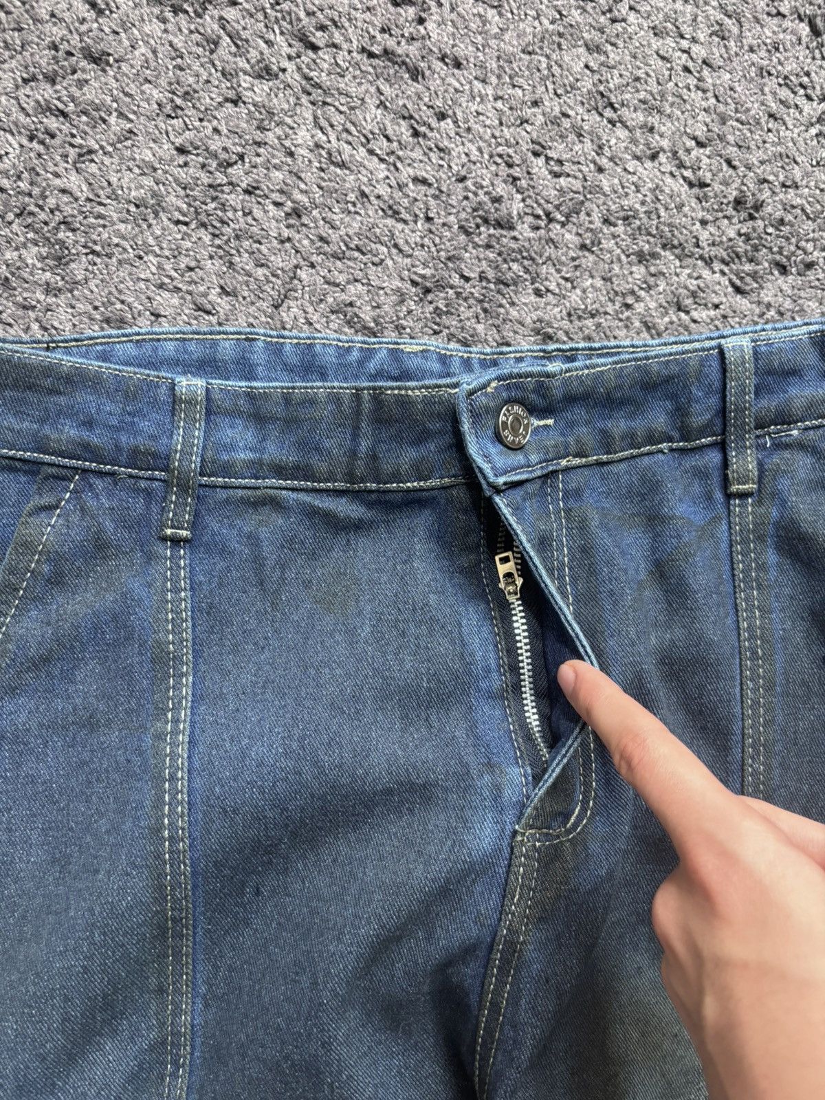 Vintage Vintage wide leg rare night blue baggy flared cargo jeans Size US 33 - 8 Thumbnail