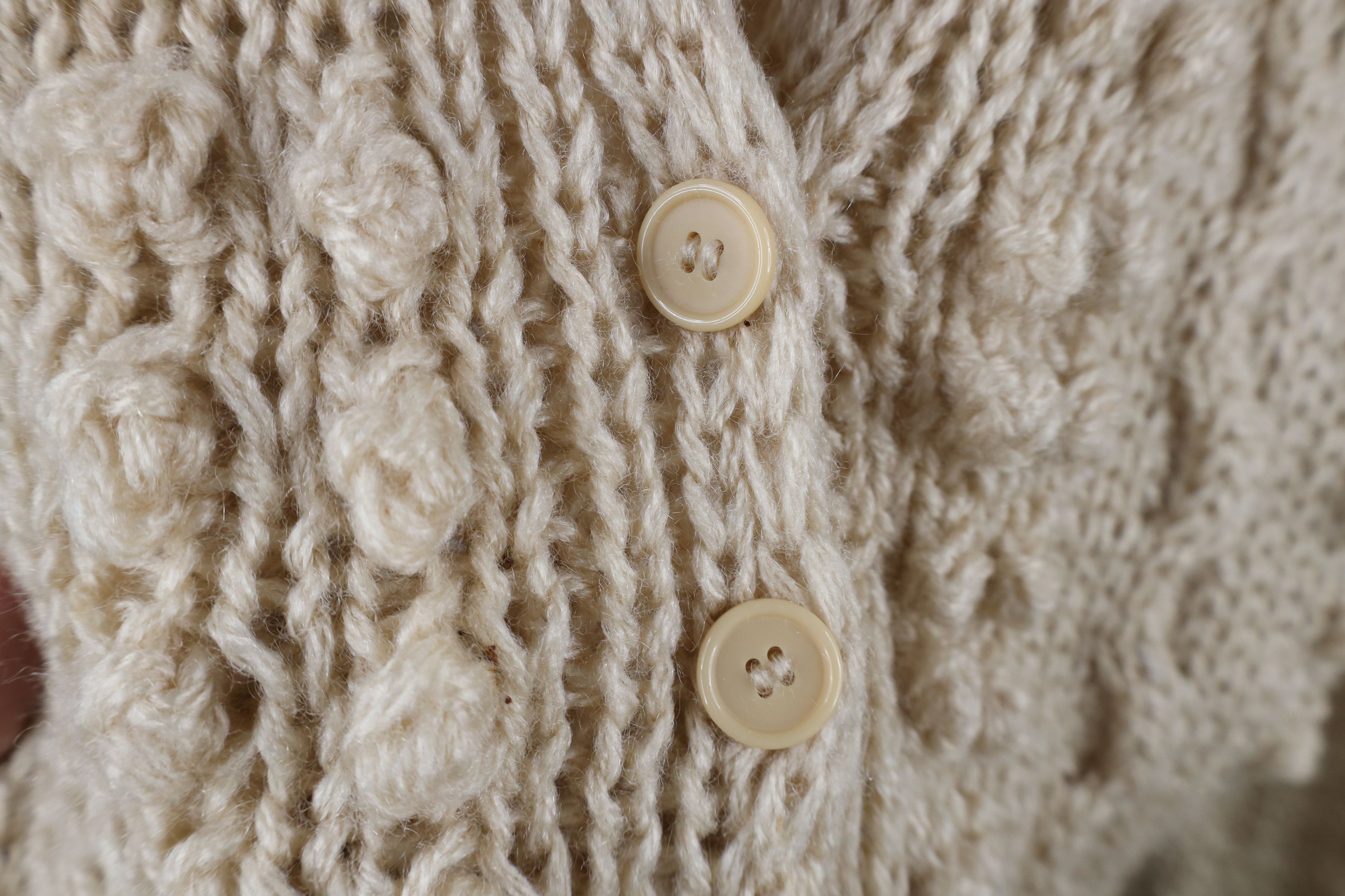 Vintage Vintage 70s Streetwear Knobby Knit Cardigan Sweater Beige Size L / US 10 / IT 46 - 5 Thumbnail