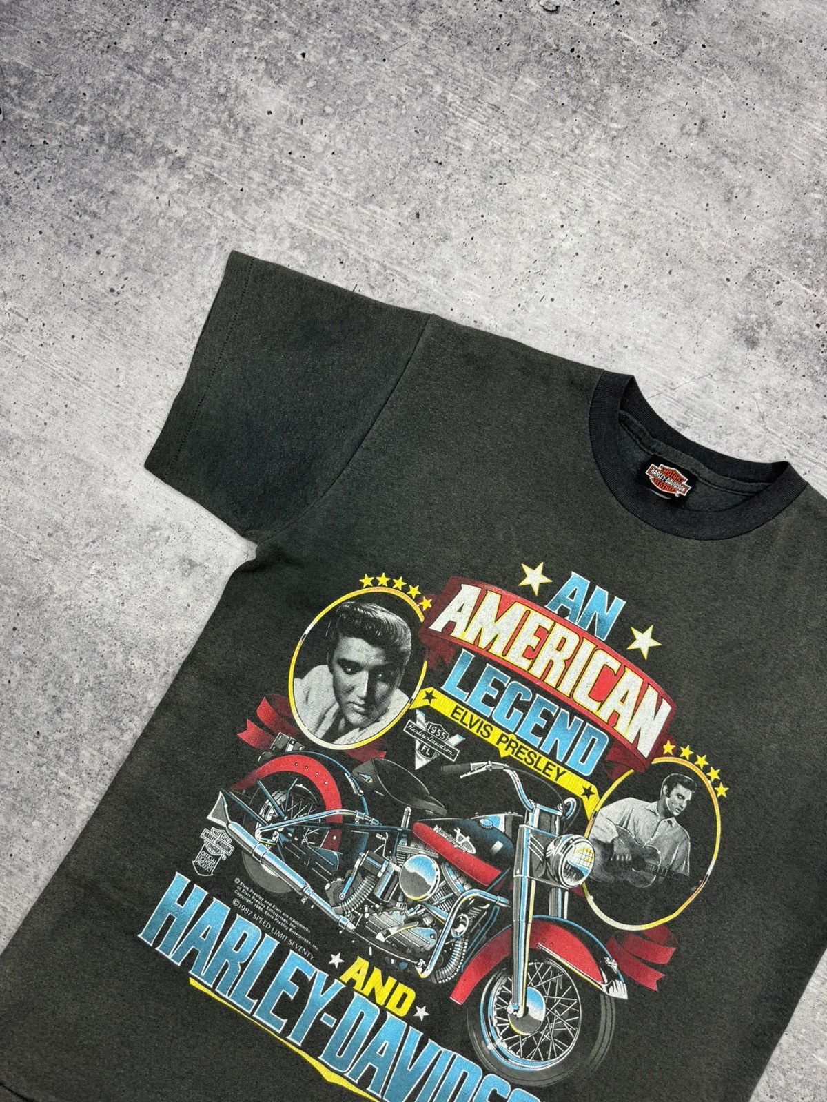 Band Tees × Harley Davidson × Vintage Vintage 80’s 1987 Harley-Davidson Elvis Presley T-Shirt Tee Size US L / EU 52-54 / 3 - 5 Thumbnail