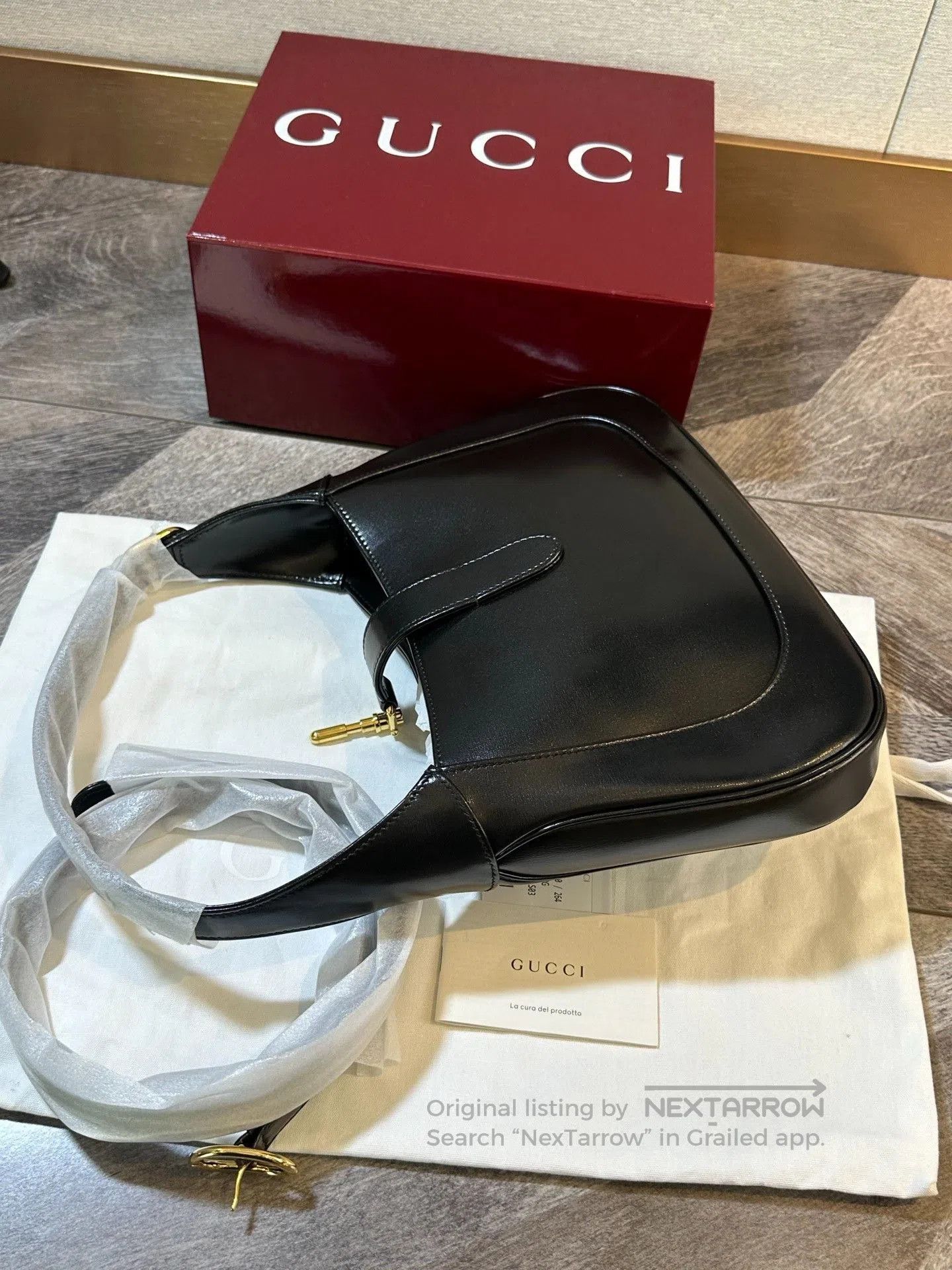 Gucci Gucci Black Gold Leather Jackie 1961. Size ONE SIZE - 5 Thumbnail