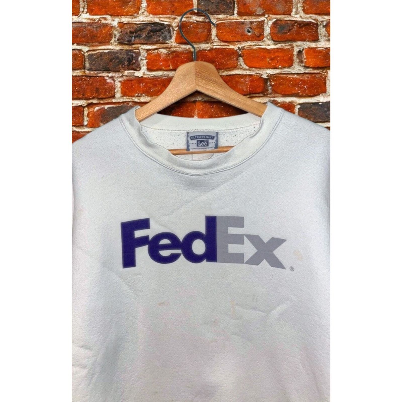 Lee FedEx Logo Sweatshirt Lee Ultraweight White Large 90s Crew Size US L / EU 52-54 / 3 - 2 Thumbnail