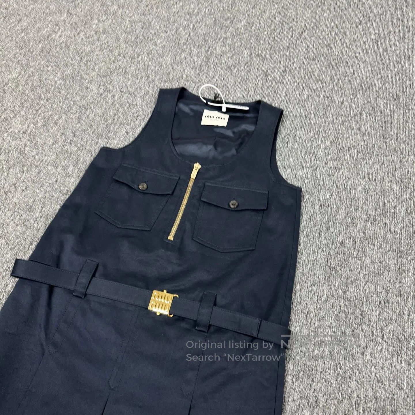 Miu Miu miu miu Alphabet logo belt, double-pocket vest dress| Size S / US 4 / IT 40 - 4 Thumbnail